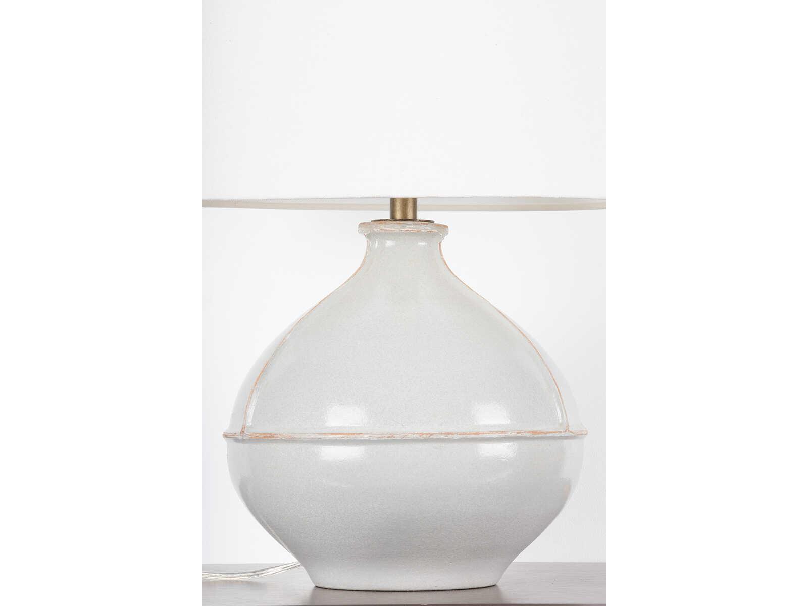 Troy Lighting Salvage Patina Brass Off White Linen Gray Table Lamp