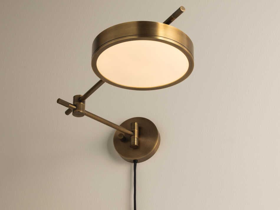 Troy Lighting Thatcher 1-Light Patina Brass Swing Wall Sconce