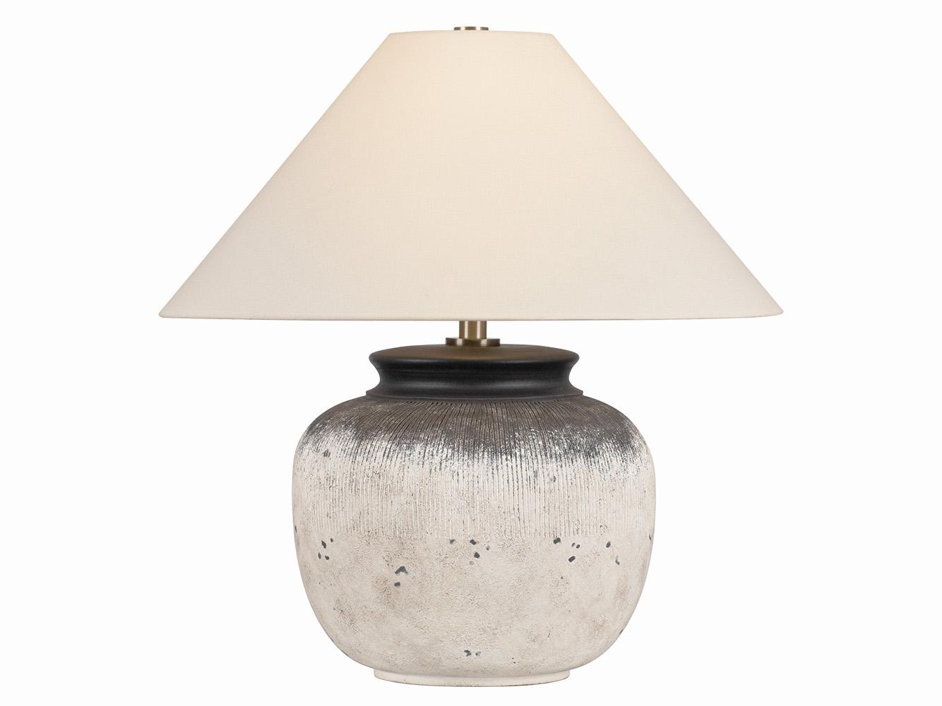 Troy Lighting Unearthed Patina Brass Ceramic Flamed White Table Lamp