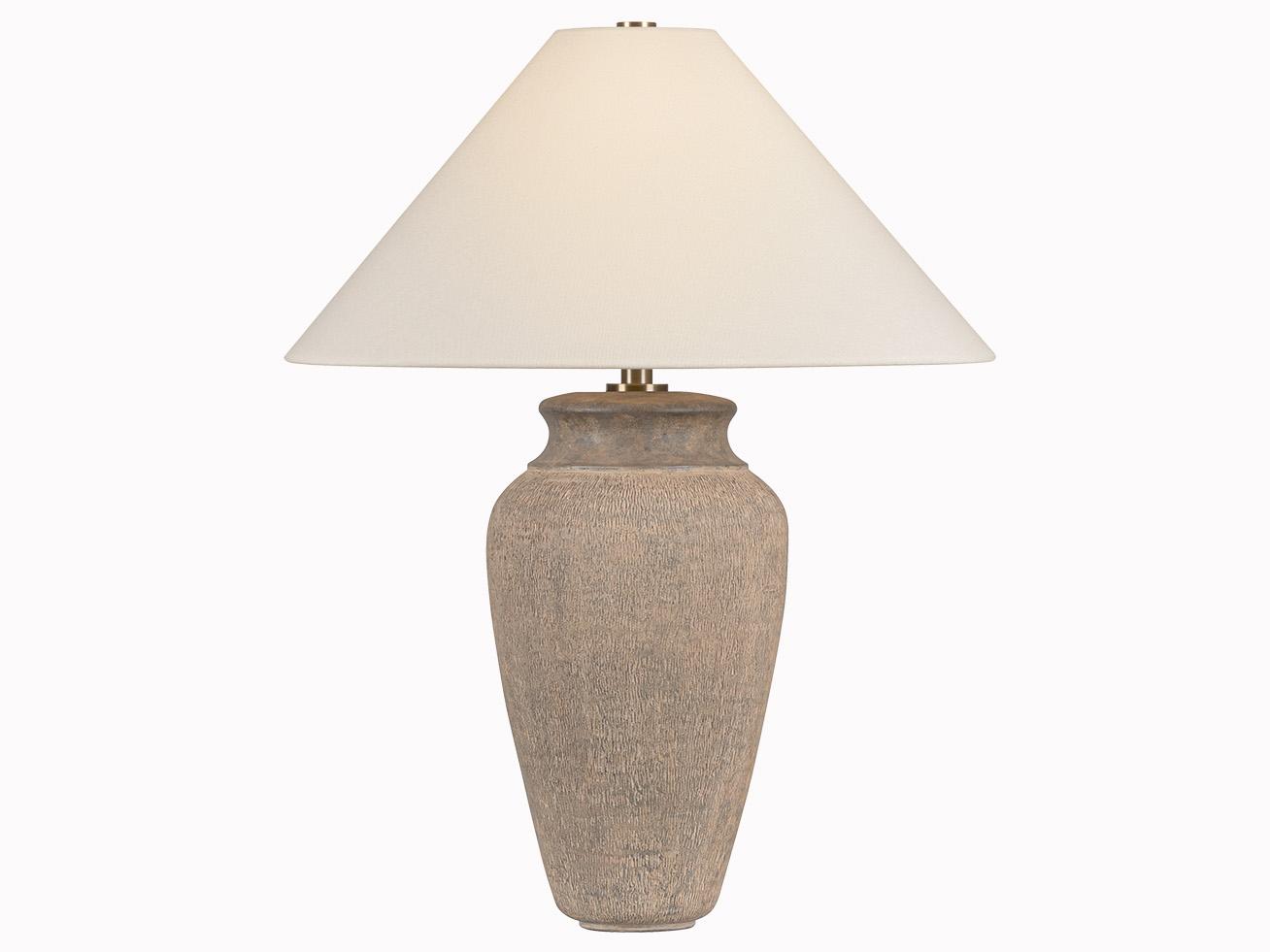 Troy Lighting Vessel Patina Brass Ceramic Textural Umber Buffet Lamp