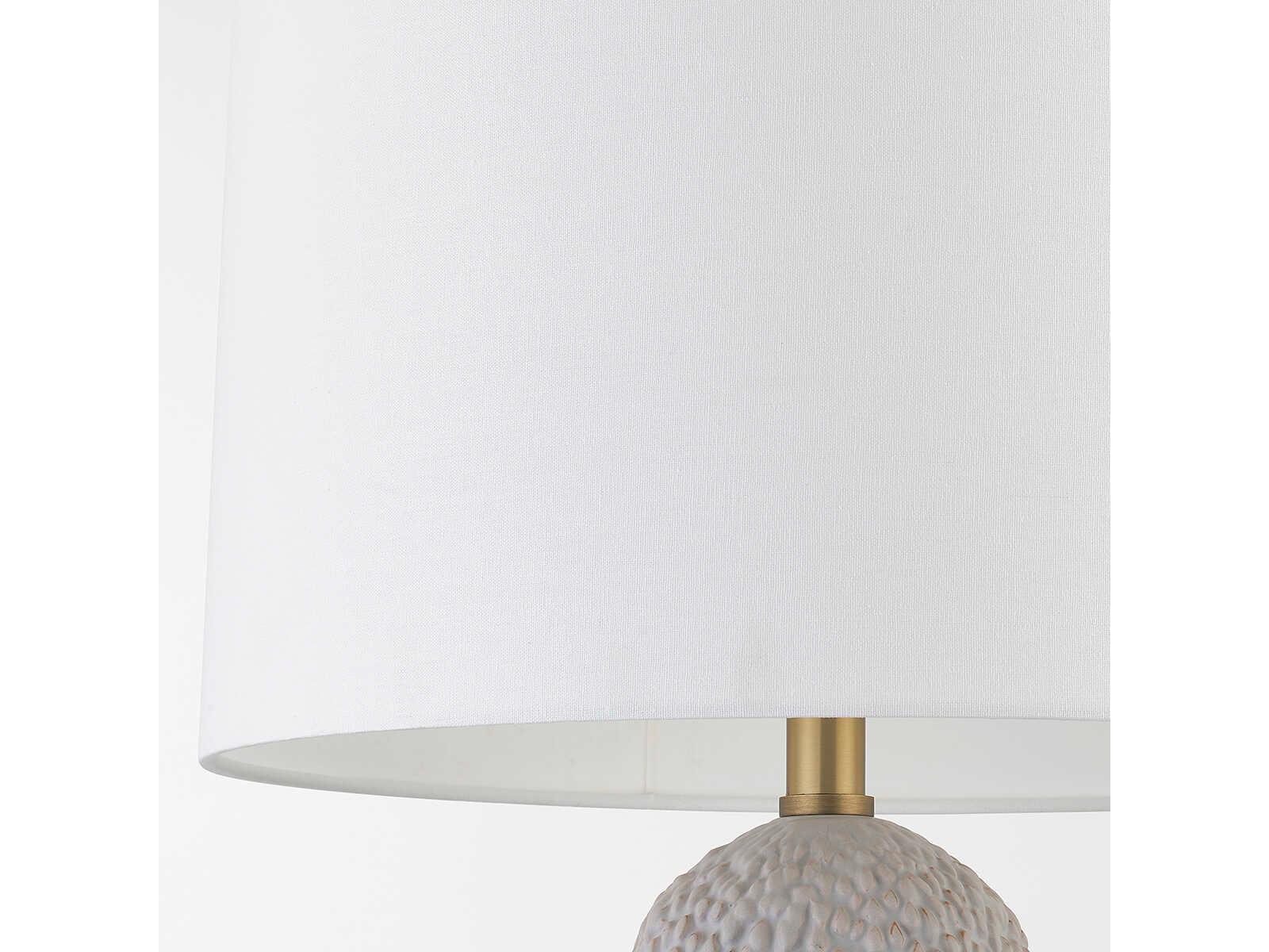 Troy Lighting Crater Patina Brass White Linen Buffet Lamp
