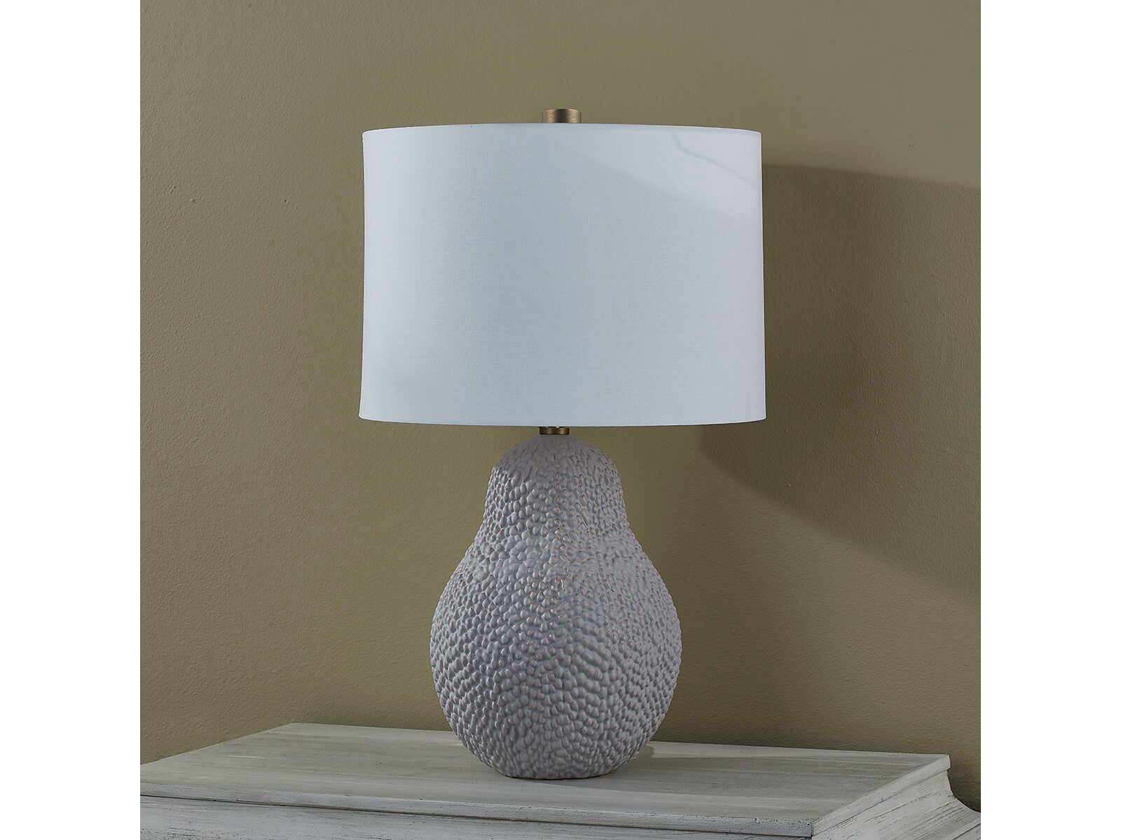 Troy Lighting Crater Patina Brass White Linen Buffet Lamp