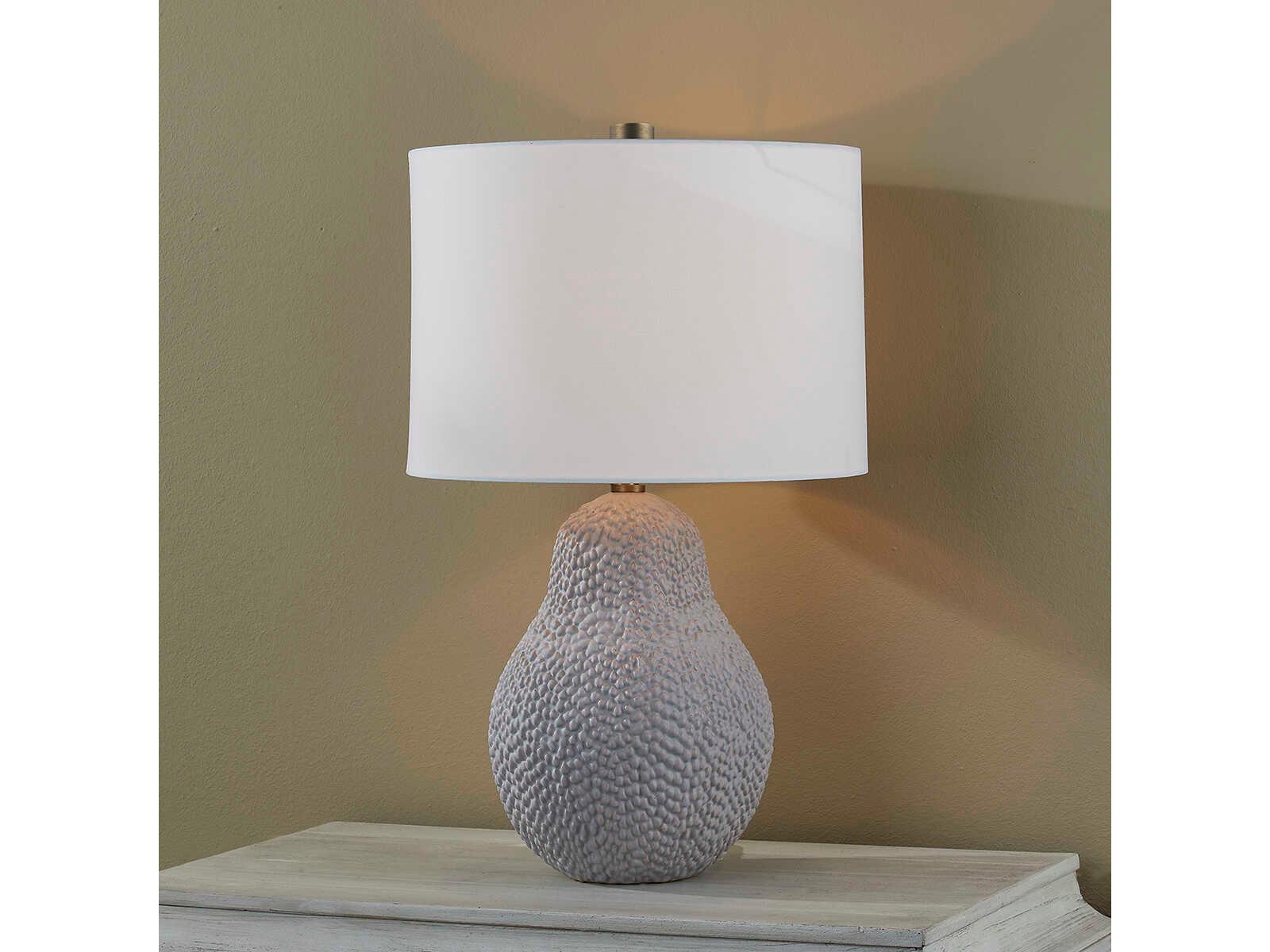 Troy Lighting Crater Patina Brass White Linen Buffet Lamp