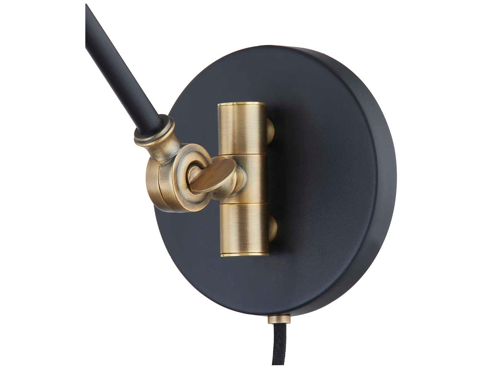 Troy Lighting Navin 1-Light Patina Brass Black Swing Wall Sconce