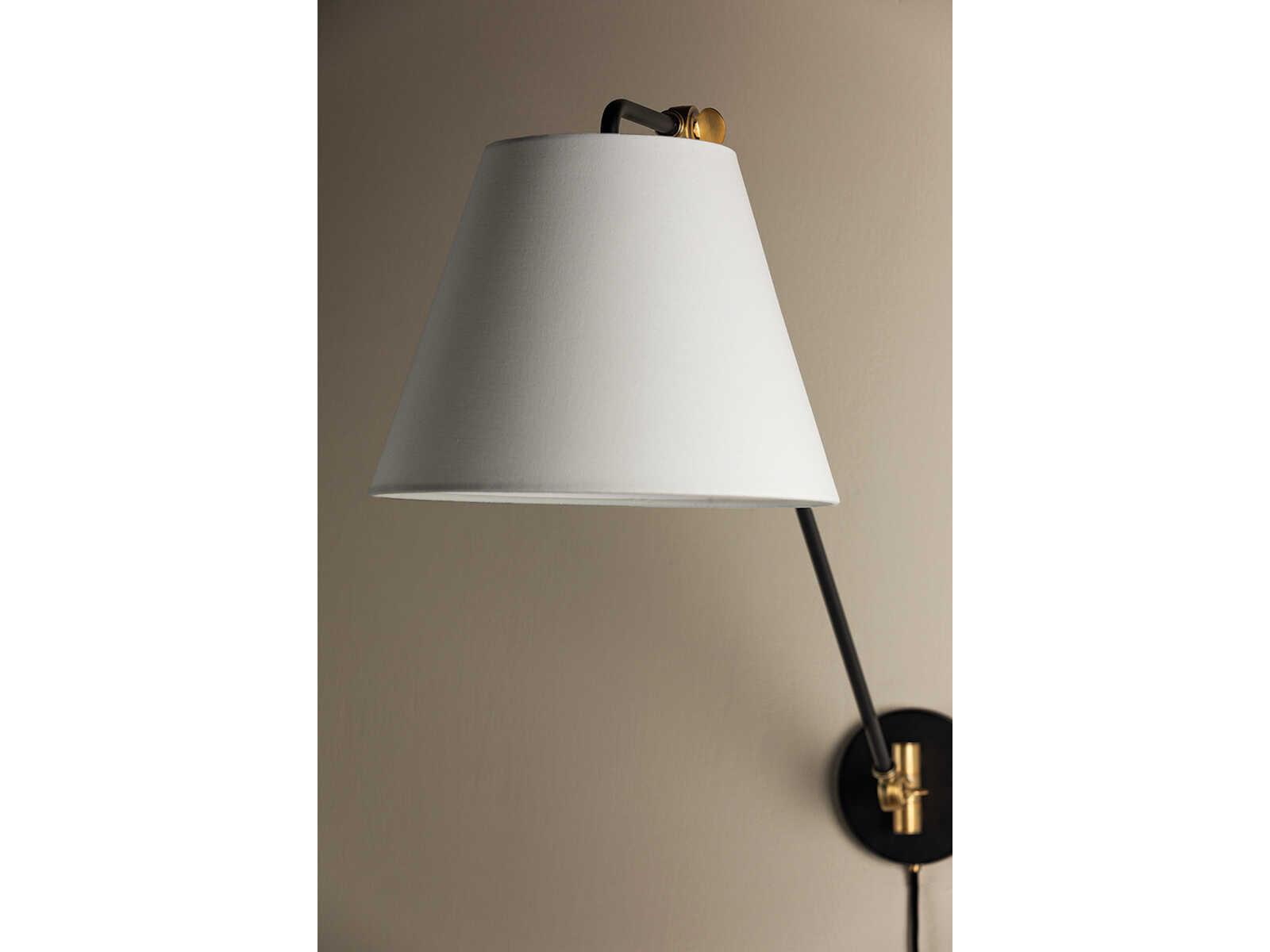 Troy Lighting Navin 1-Light Patina Brass Black Swing Wall Sconce