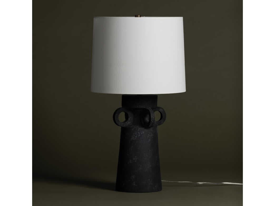 Troy Lighting Santa Cruz French Iron White Linen Black Buffet Lamp