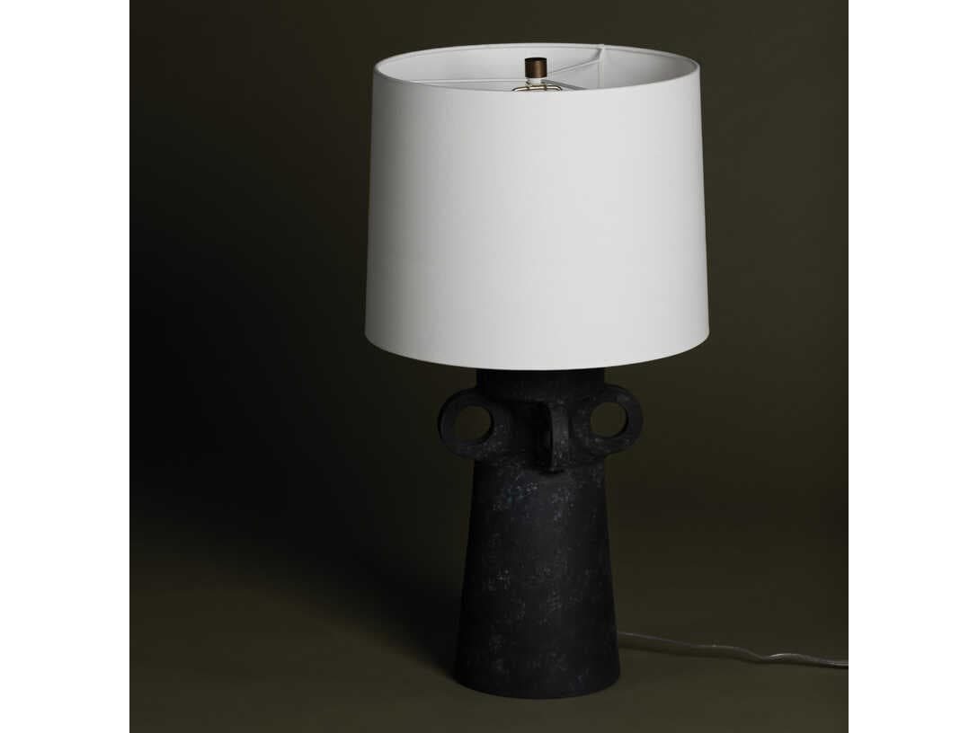 Troy Lighting Santa Cruz French Iron White Linen Black Buffet Lamp