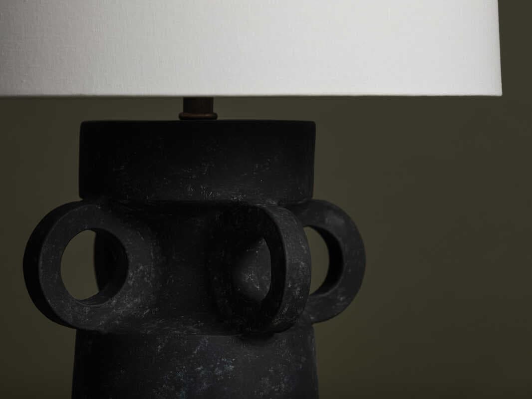 Troy Lighting Santa Cruz French Iron White Linen Black Buffet Lamp