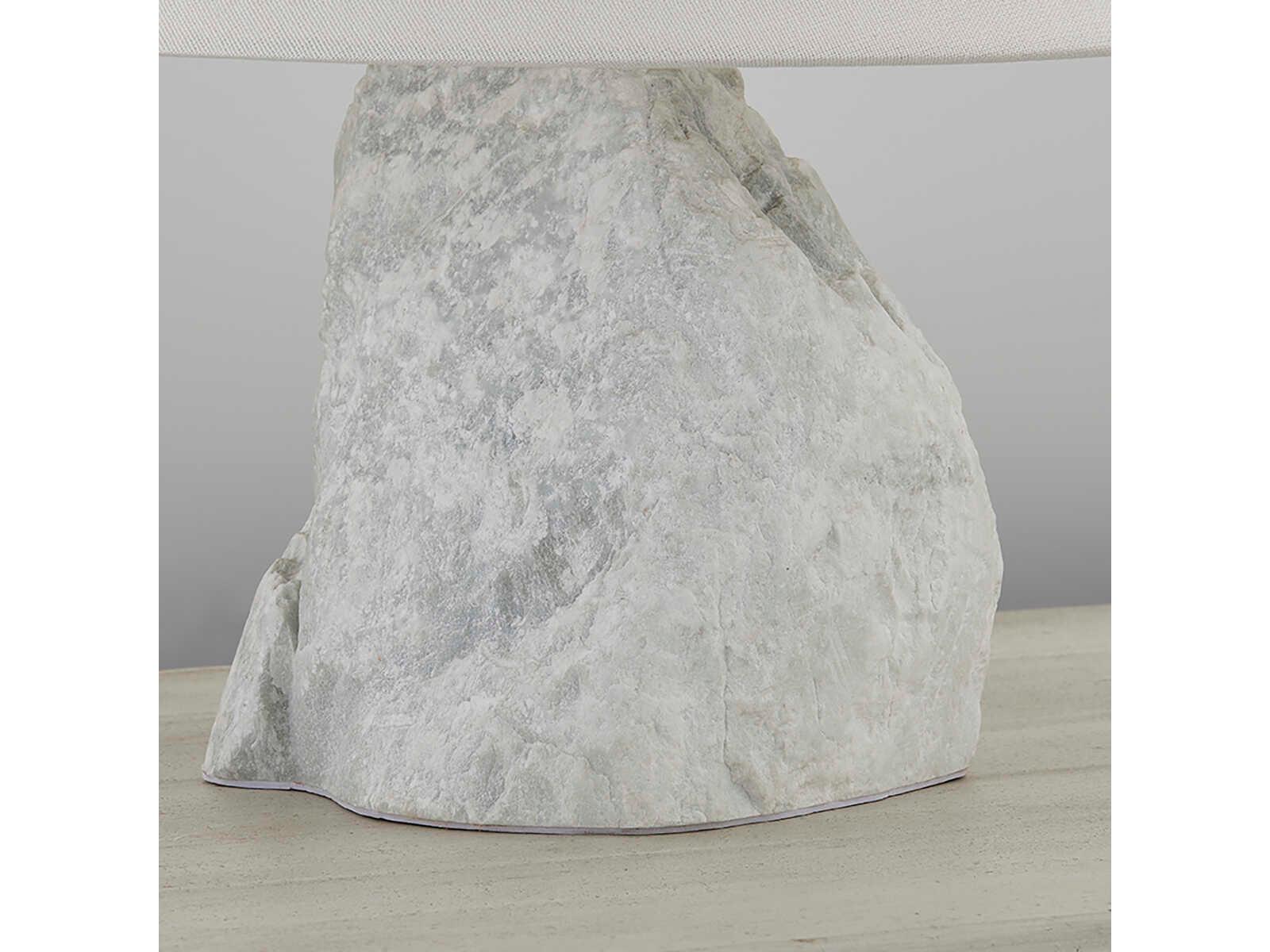 Troy Lighting Carver Patina Brass Off White Linen Gray Table Lamp