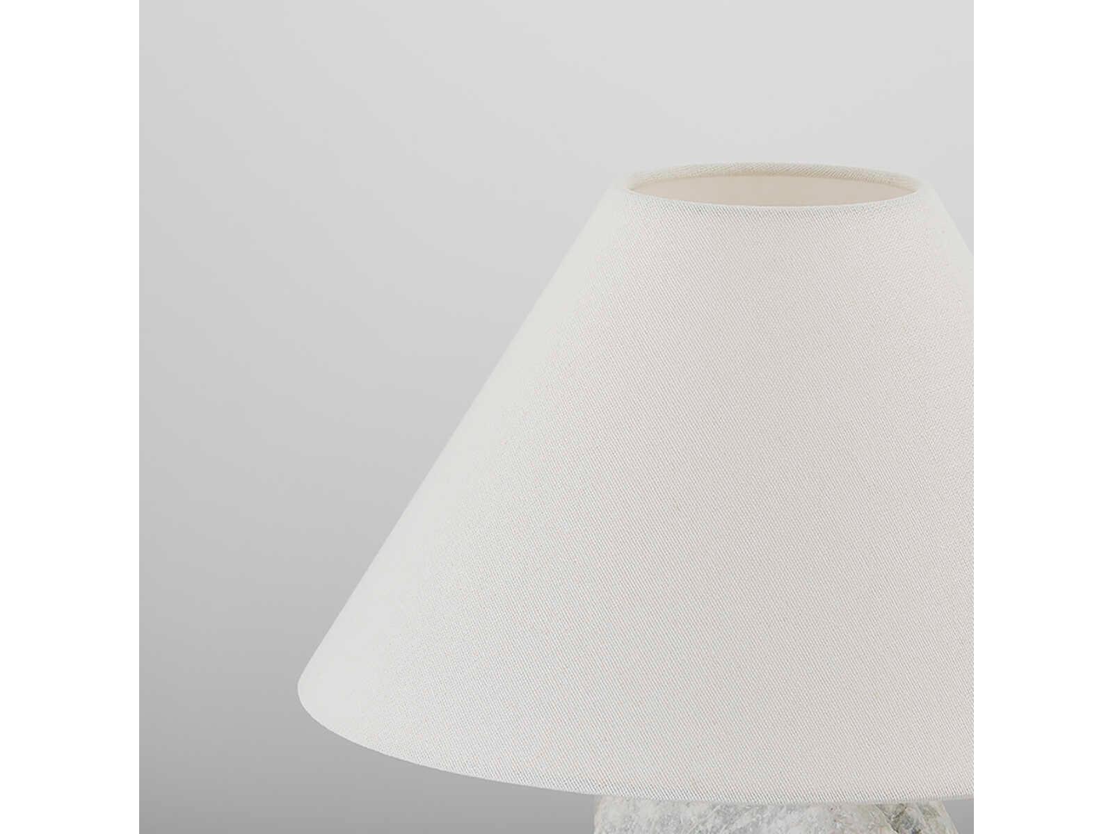Troy Lighting Carver Patina Brass Off White Linen Gray Table Lamp