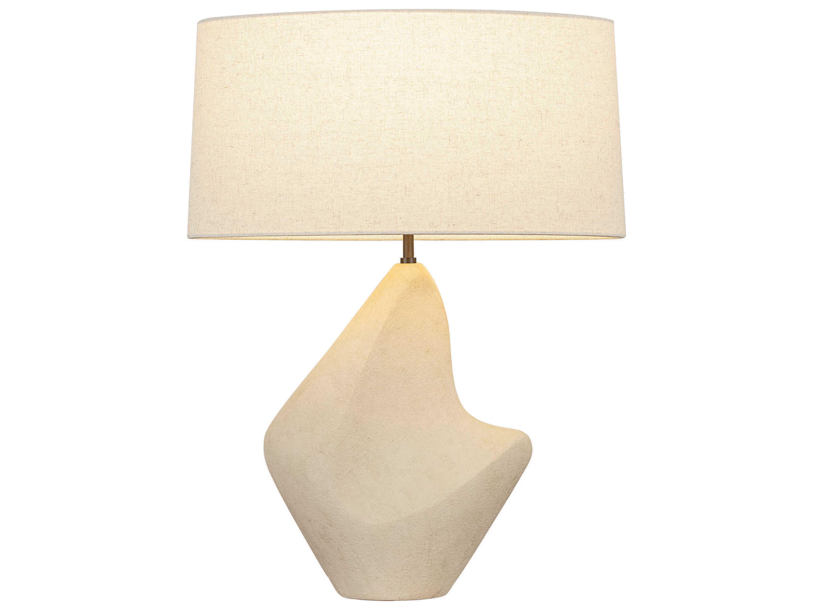 Troy Lighting Chandler Mclellan Huntly Bronze Ceramic Ivory Breakstone Natural Linen Fabric Buffet Lamp