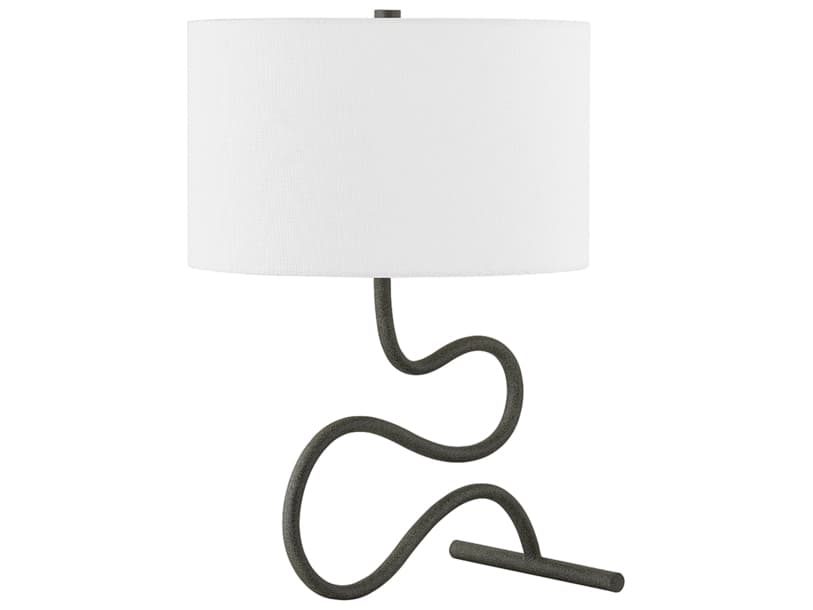Troy Lighting Veranda French Iron Off White Linen Black Table Lamp