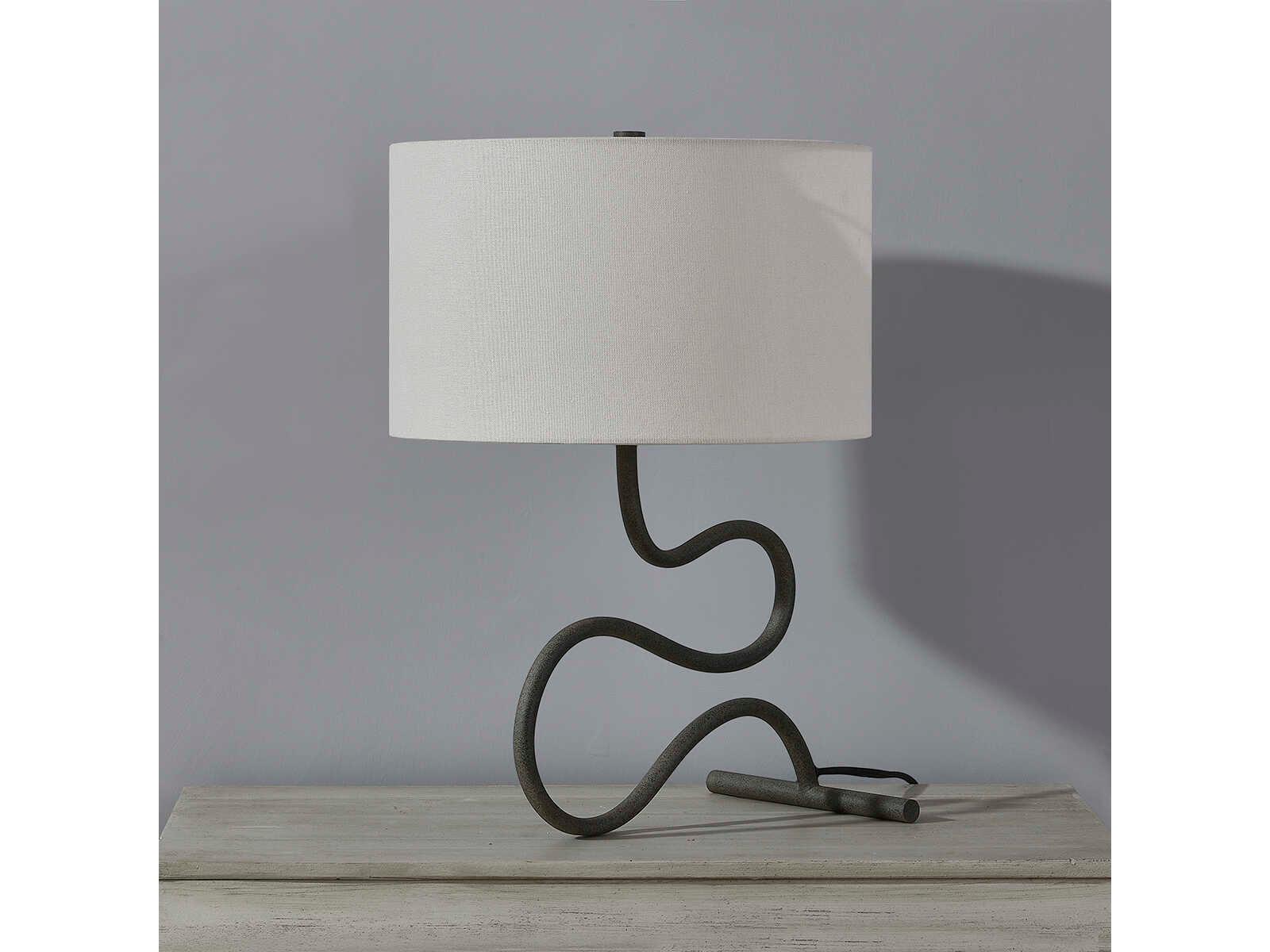 Troy Lighting Veranda French Iron Off White Linen Black Table Lamp