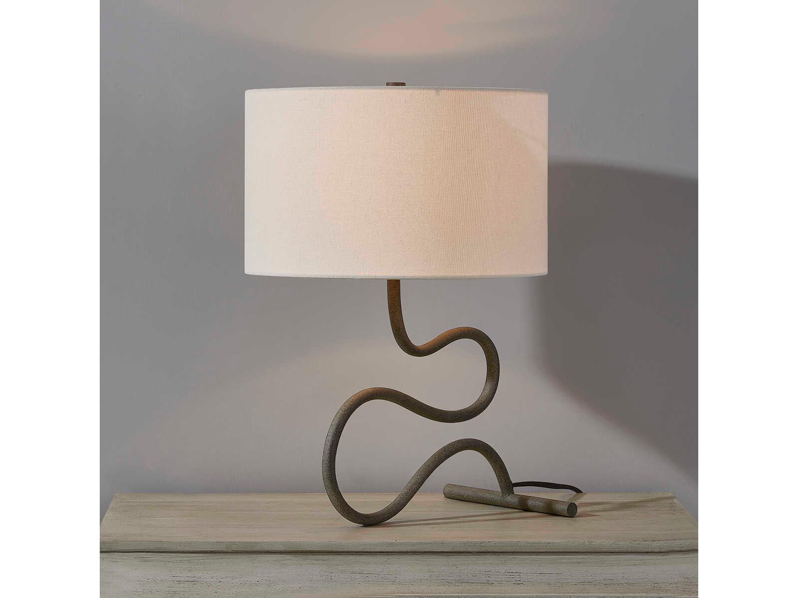 Troy Lighting Veranda French Iron Off White Linen Black Table Lamp