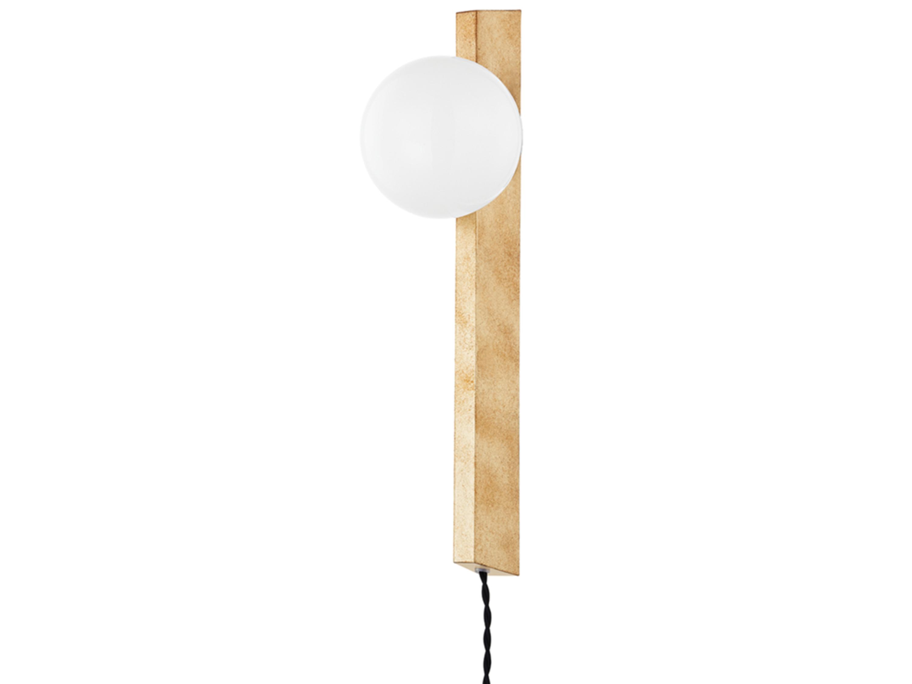 Troy Lighting Brisbane 1-Light Vintage Gold Leaf White Glass Wall Sconce