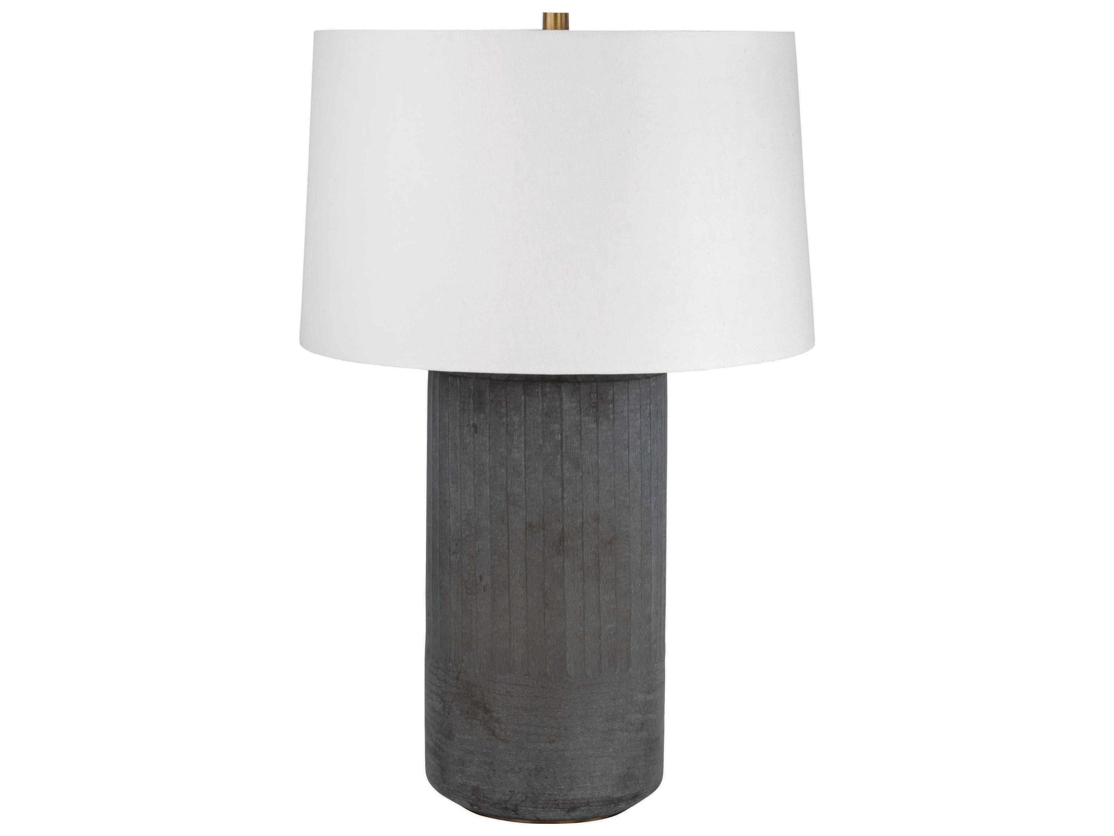 Troy Lighting Greyson Patina Brass Off White Linen Fabric Buffet Lamp