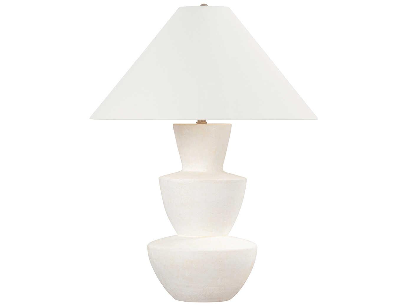 Troy Lighting Kamas Patina Brass Off White Linen Buffet Lamp