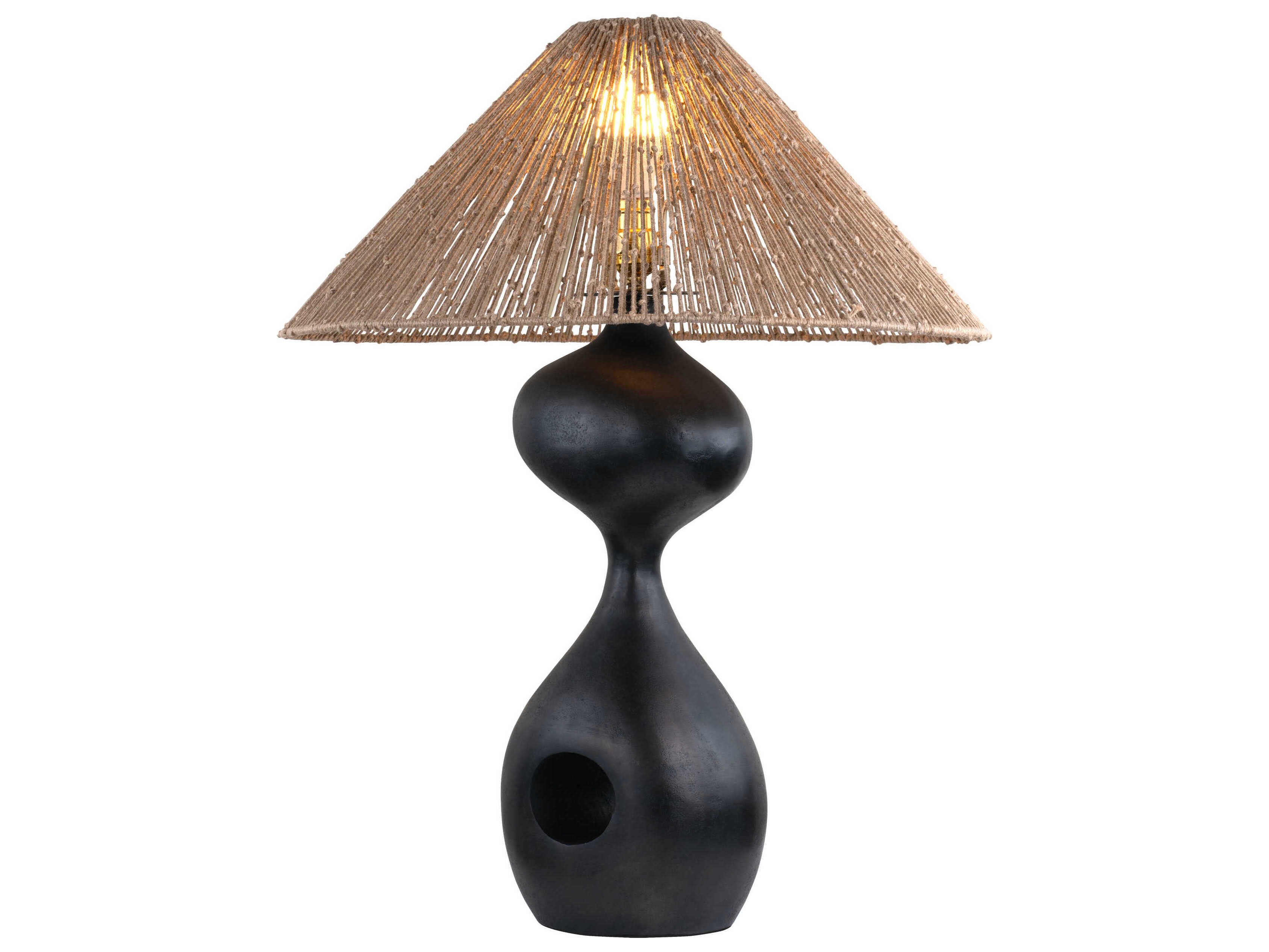Troy Lighting Chandler Mclellan Rhu Bronze Natural Woven String Buffet Lamp