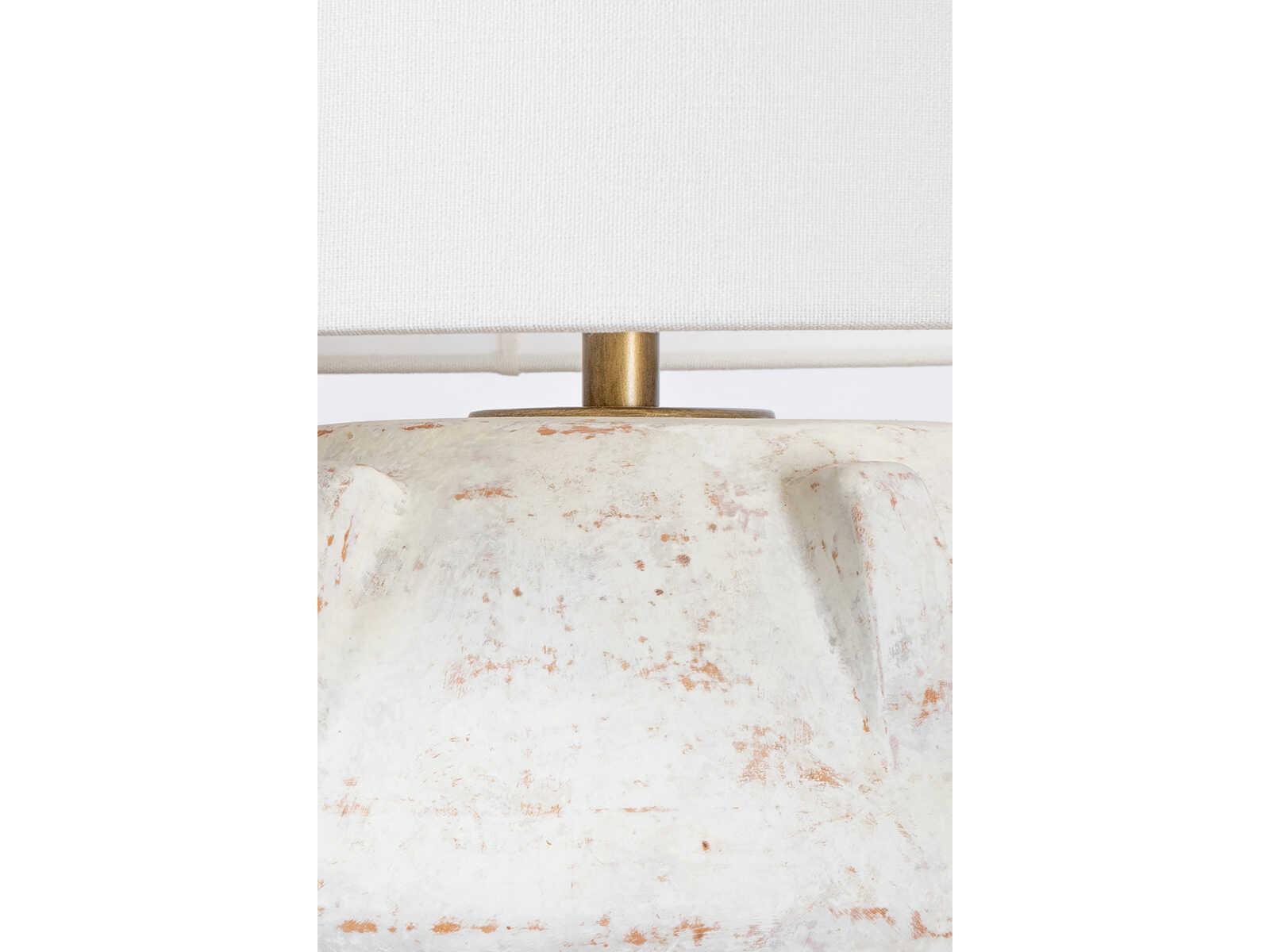 Troy Lighting Vanda Patina Brass Off White Linen Table Lamp