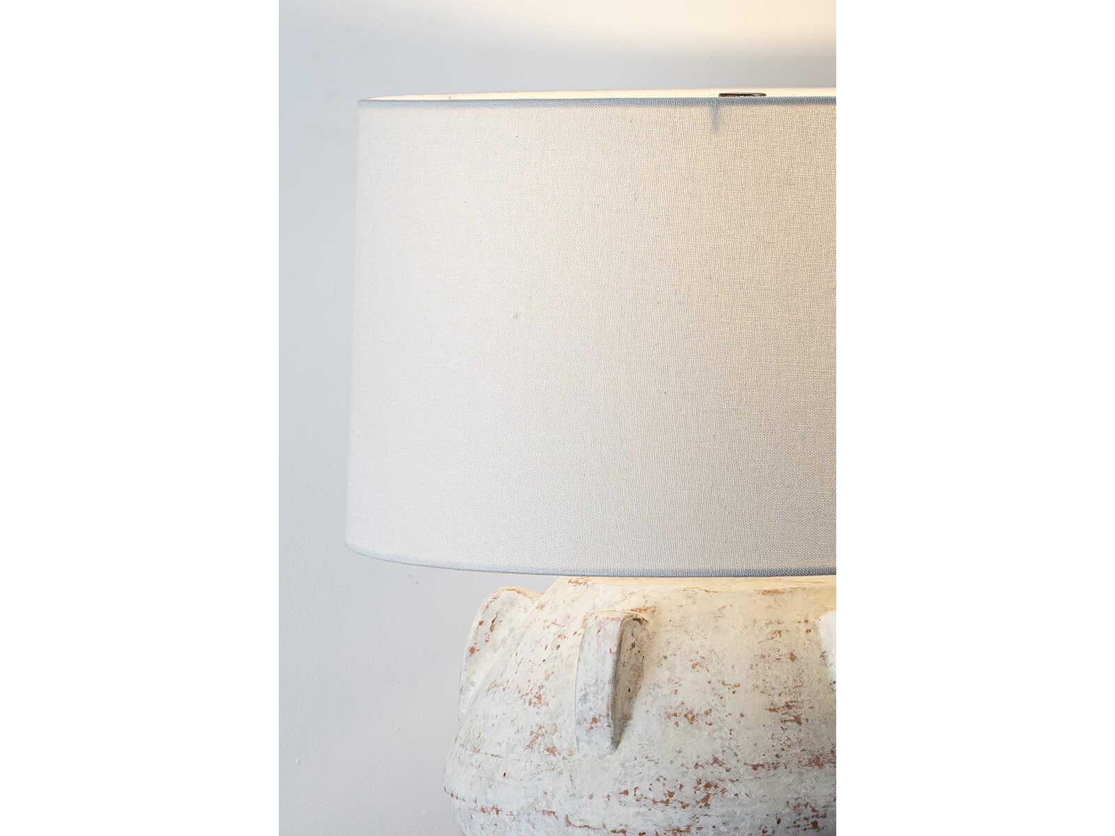 Troy Lighting Vanda Patina Brass Off White Linen Table Lamp