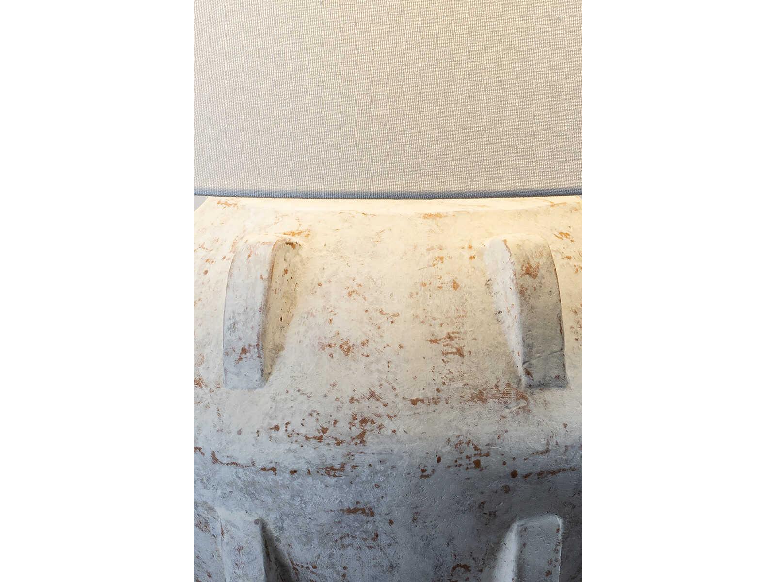 Troy Lighting Vanda Patina Brass Off White Linen Table Lamp