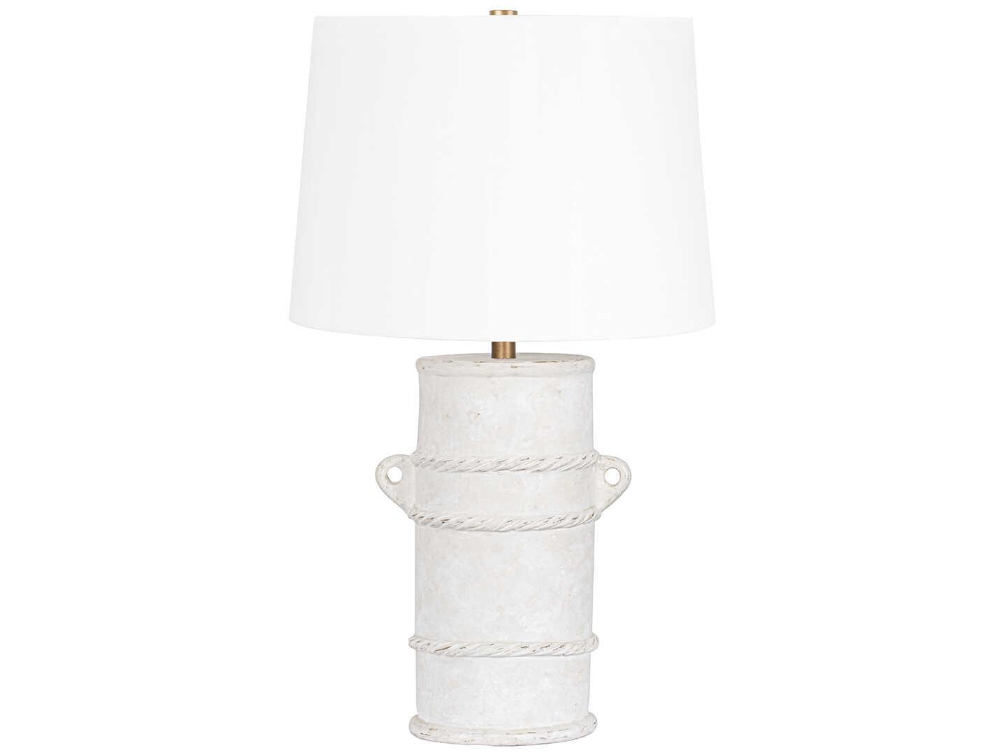 Troy Lighting Siena Patina Brass White Linen Buffet Lamp