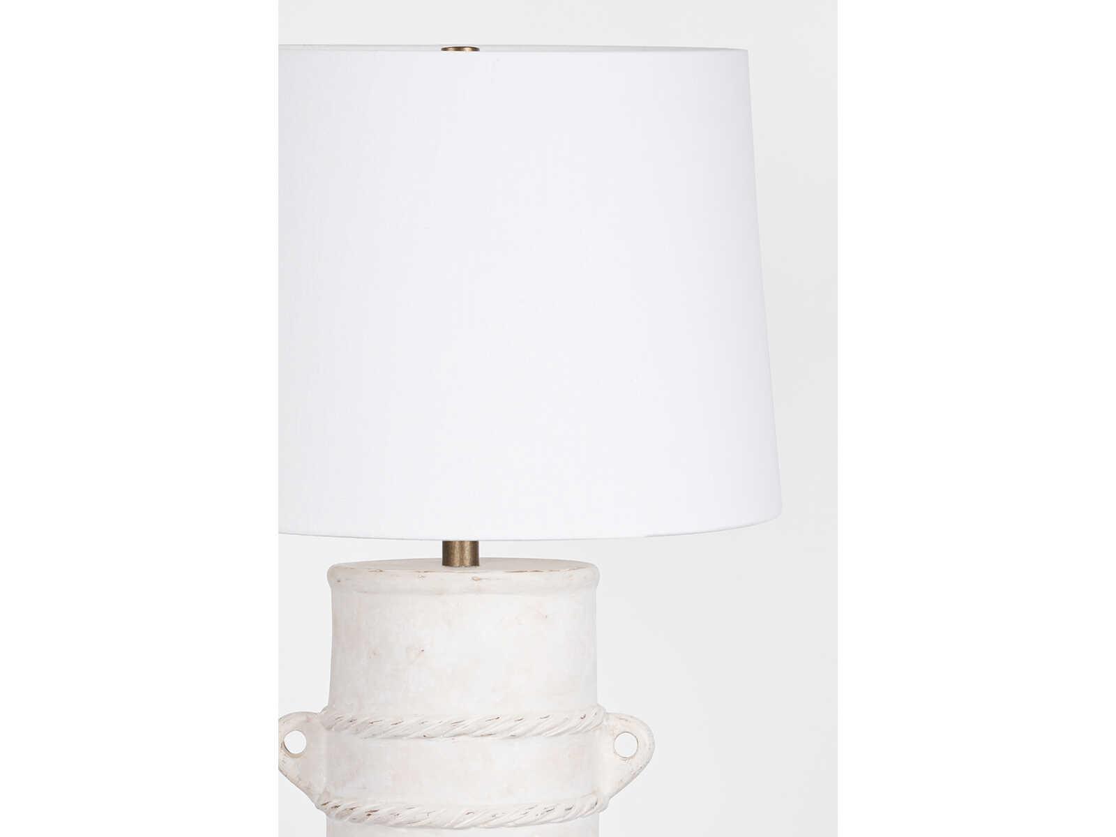 Troy Lighting Siena Patina Brass White Linen Buffet Lamp