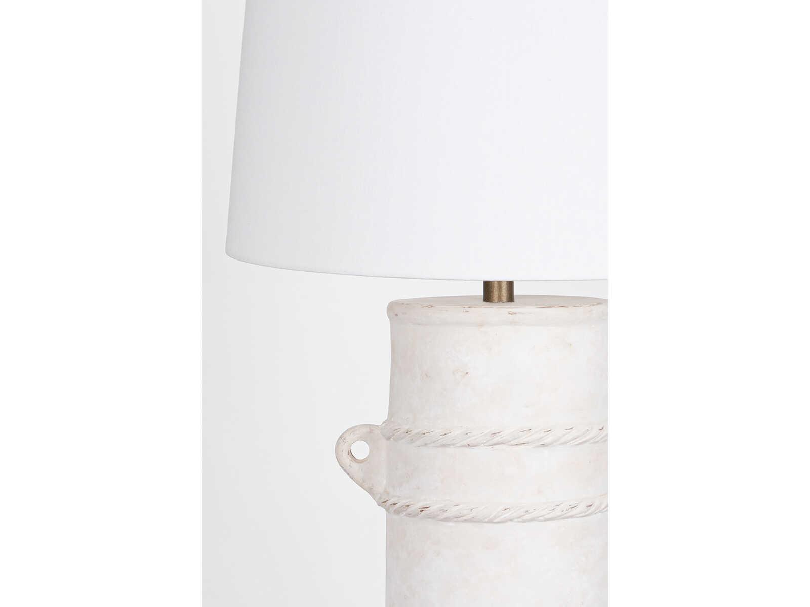 Troy Lighting Siena Patina Brass White Linen Buffet Lamp