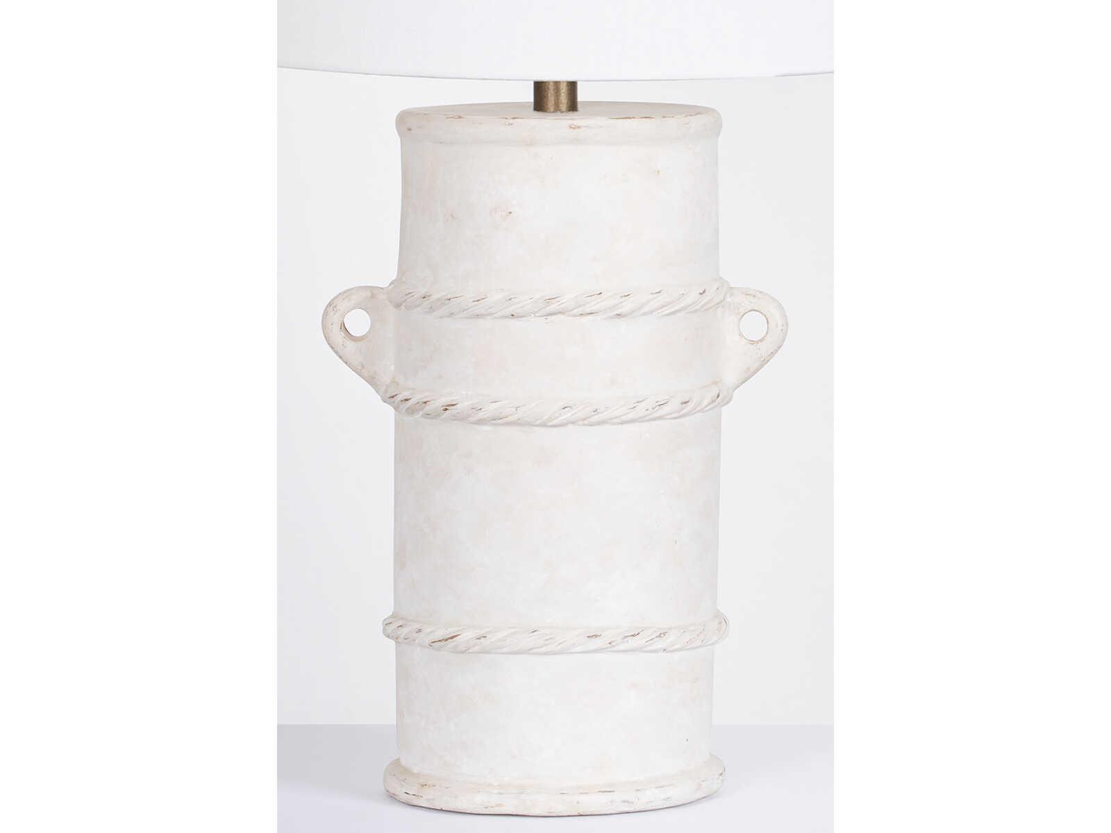 Troy Lighting Siena Patina Brass White Linen Buffet Lamp