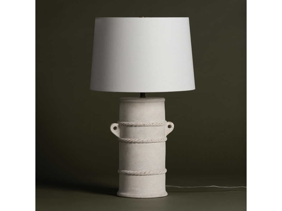 Troy Lighting Siena Patina Brass White Linen Buffet Lamp