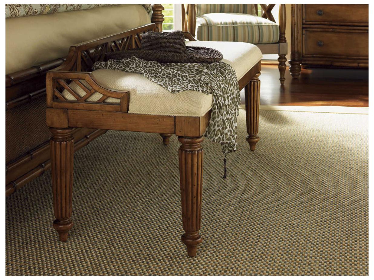 Tommy Bahama Island Estate Brown Upholstered Plantain Accent Bench