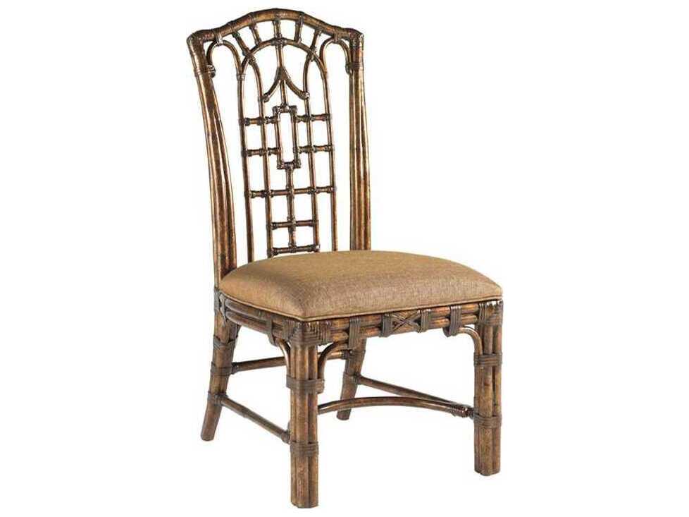 Tommy Bahama Royal Kahala Rattan Brown Upholstered Armless Dining Chair