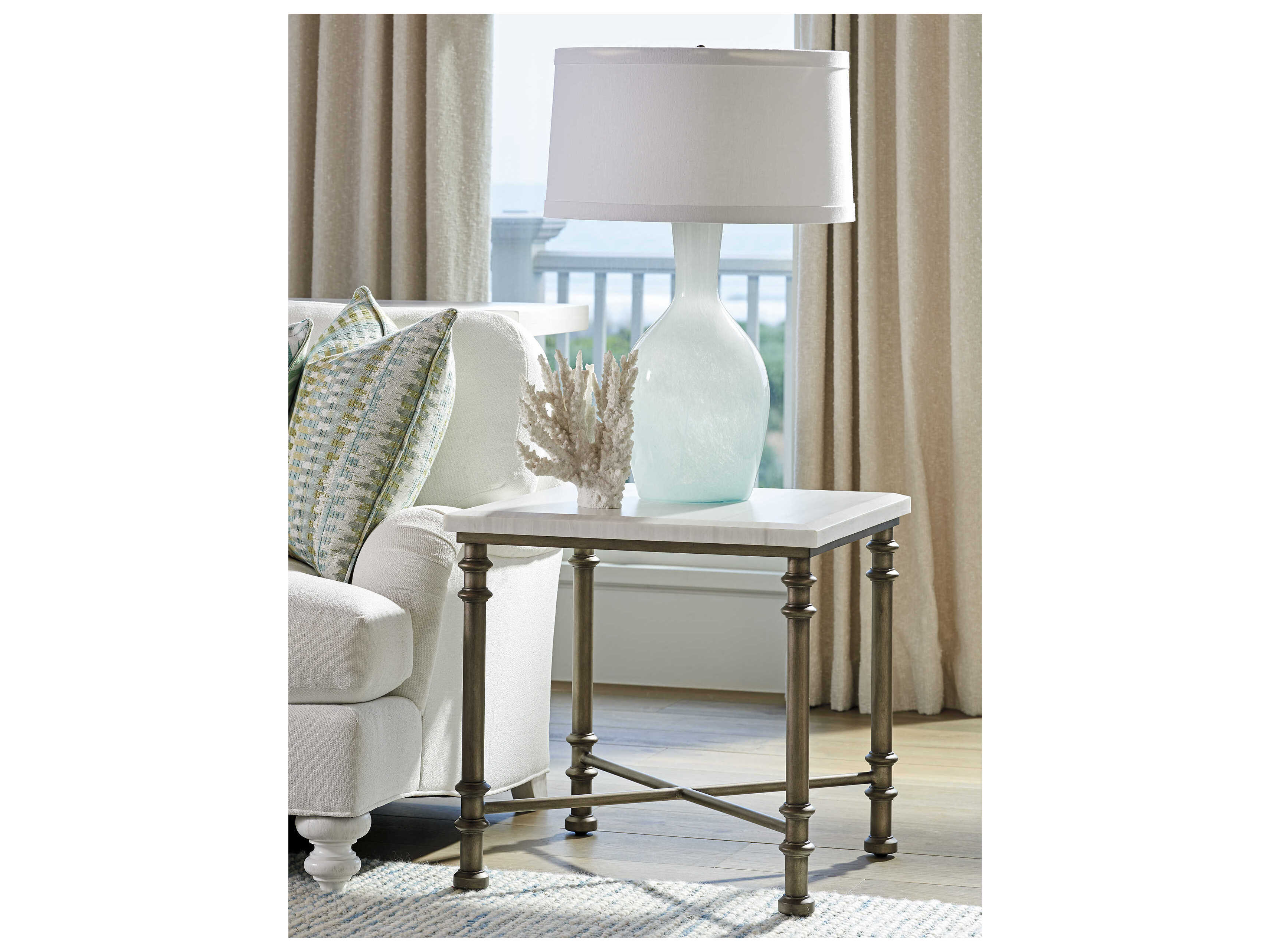 Tommy Bahama Ocean Breeze Flagler Square Marble Top End Table