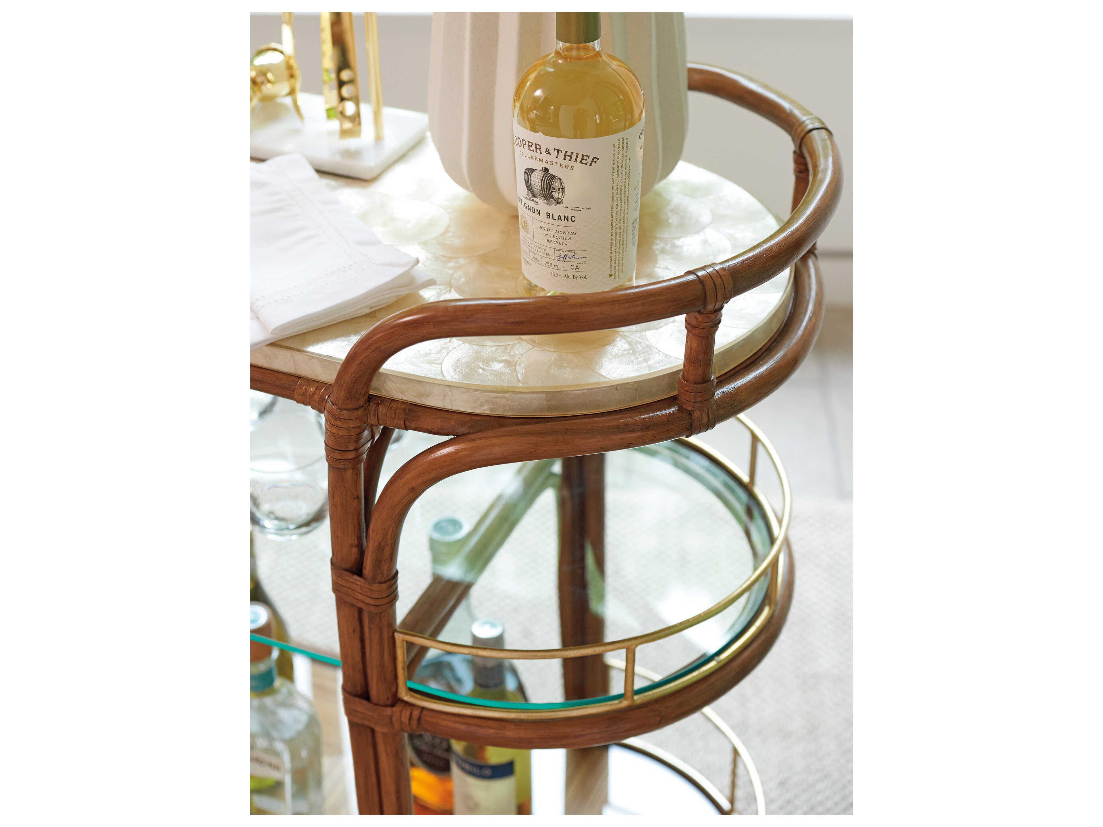 Tommy Bahama Palm Desert Toscana Rattan Mobile Bar Cart