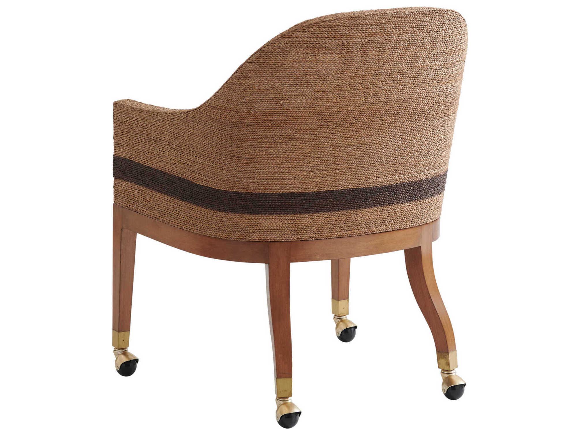 Tommy Bahama Palm Desert Dorian Woven Dining Arm Chair With Casters