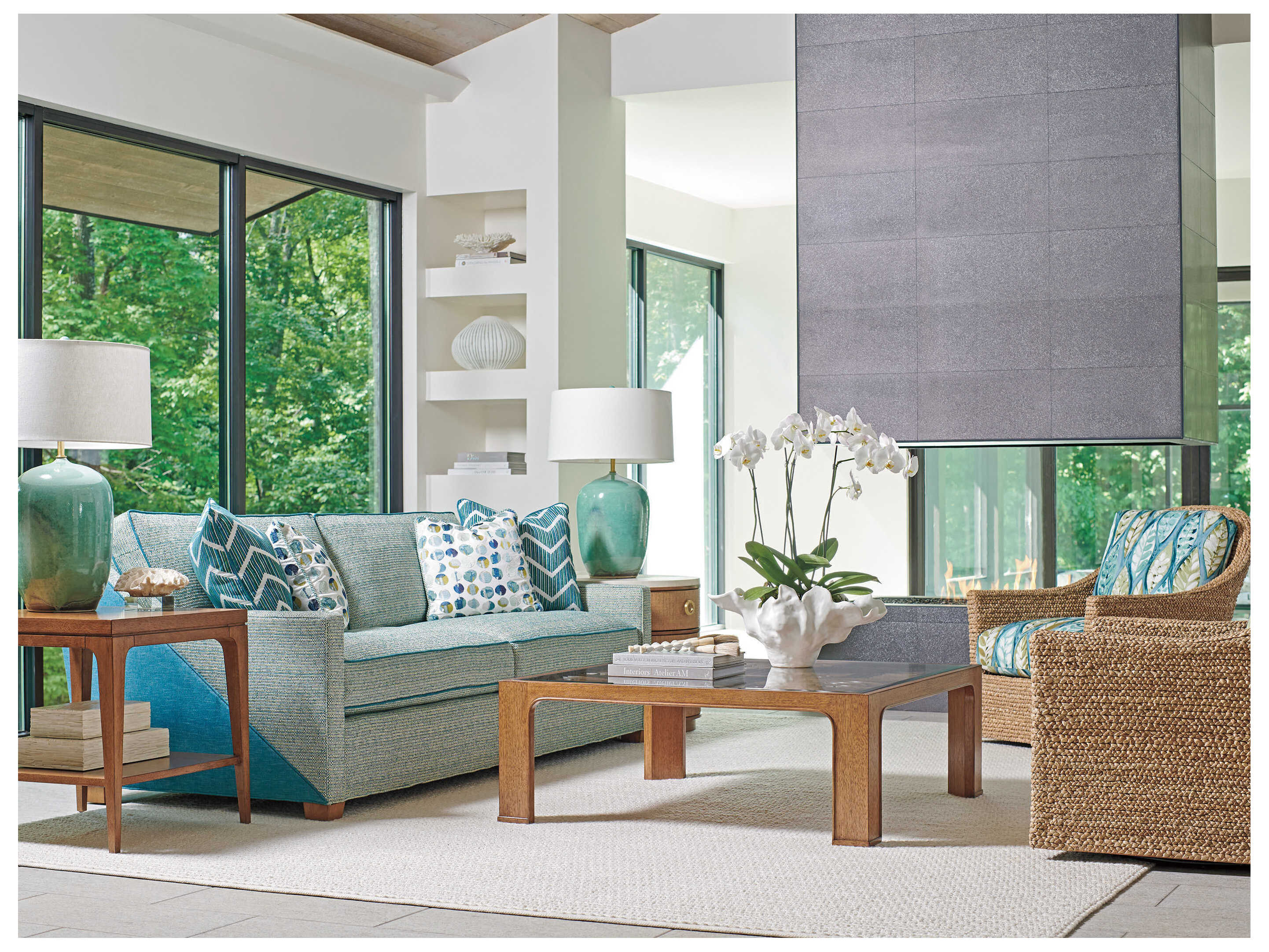 Tommy Bahama Palm Desert Redford Square Rattan Coffee Table