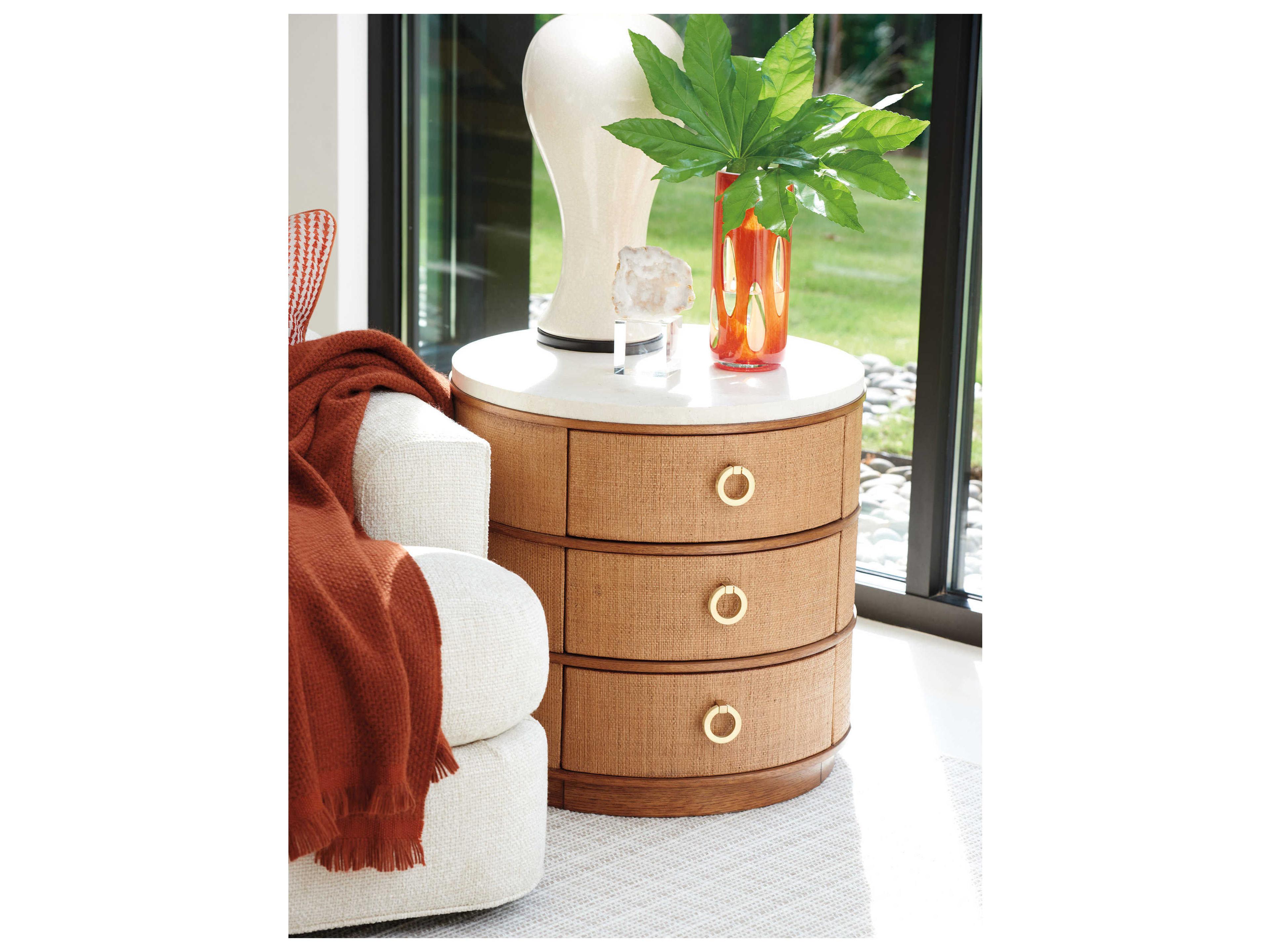 Tommy Bahama Palm Desert Banning Raffia Round End Table
