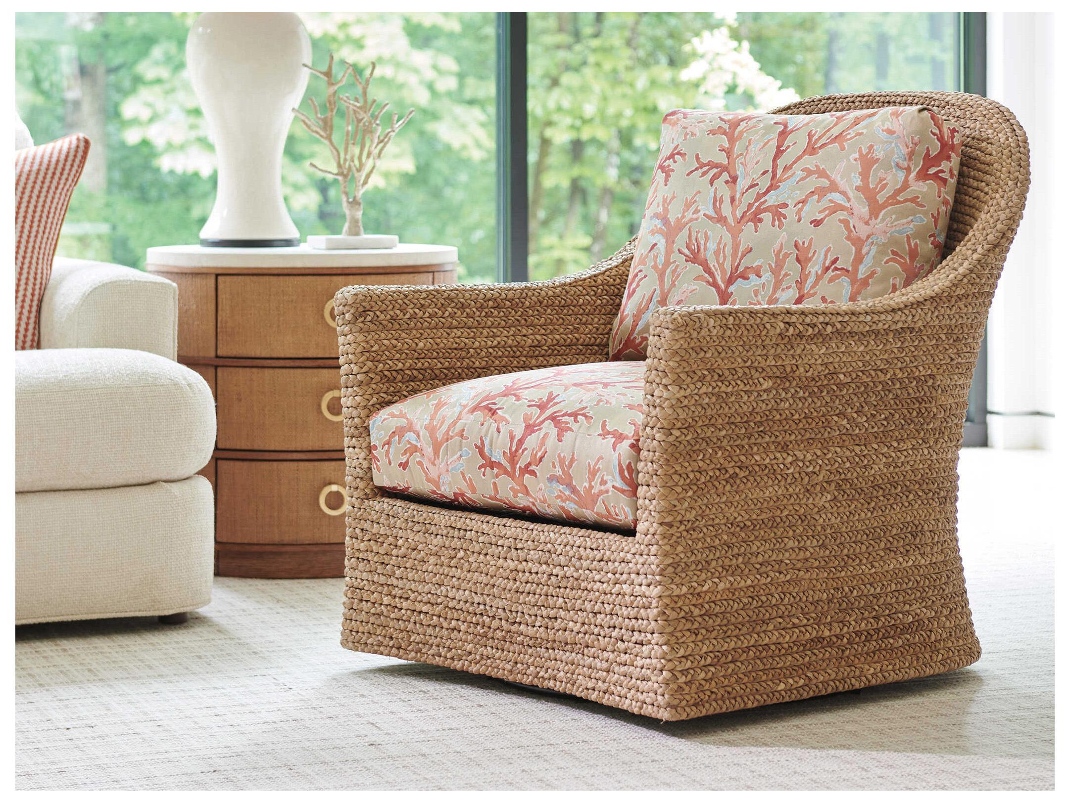 Tommy Bahama Palm Desert Swivel Brown Fabric Soren Accent Chair