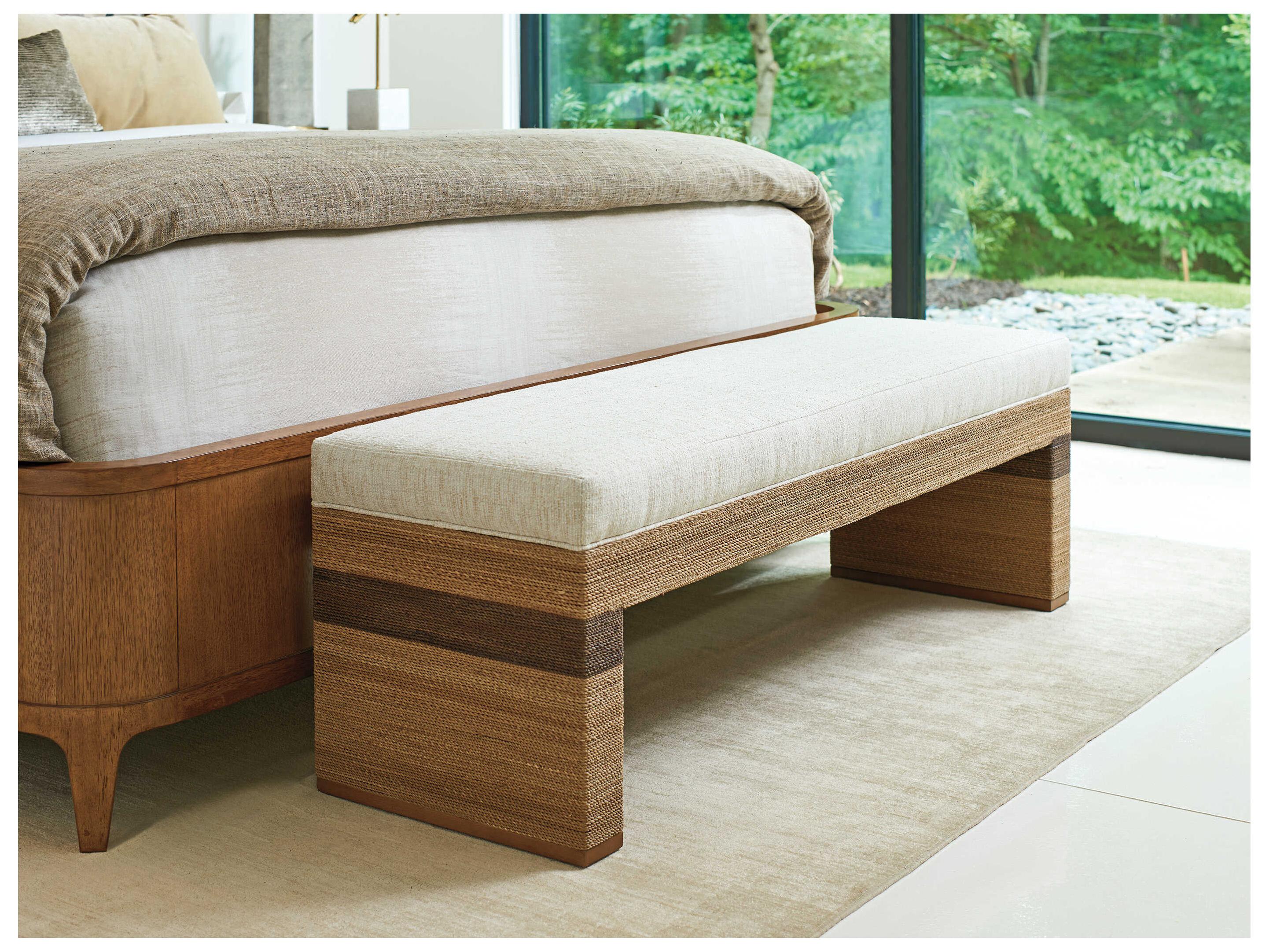Tommy Bahama Palm Desert Beige Upholstered Rosemead Accent Bench