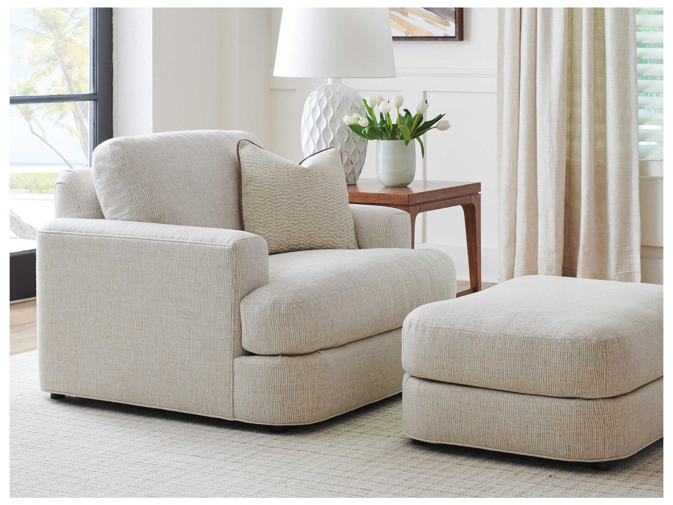 Tommy Bahama Palm Desert Beige Upholstered Ottoman