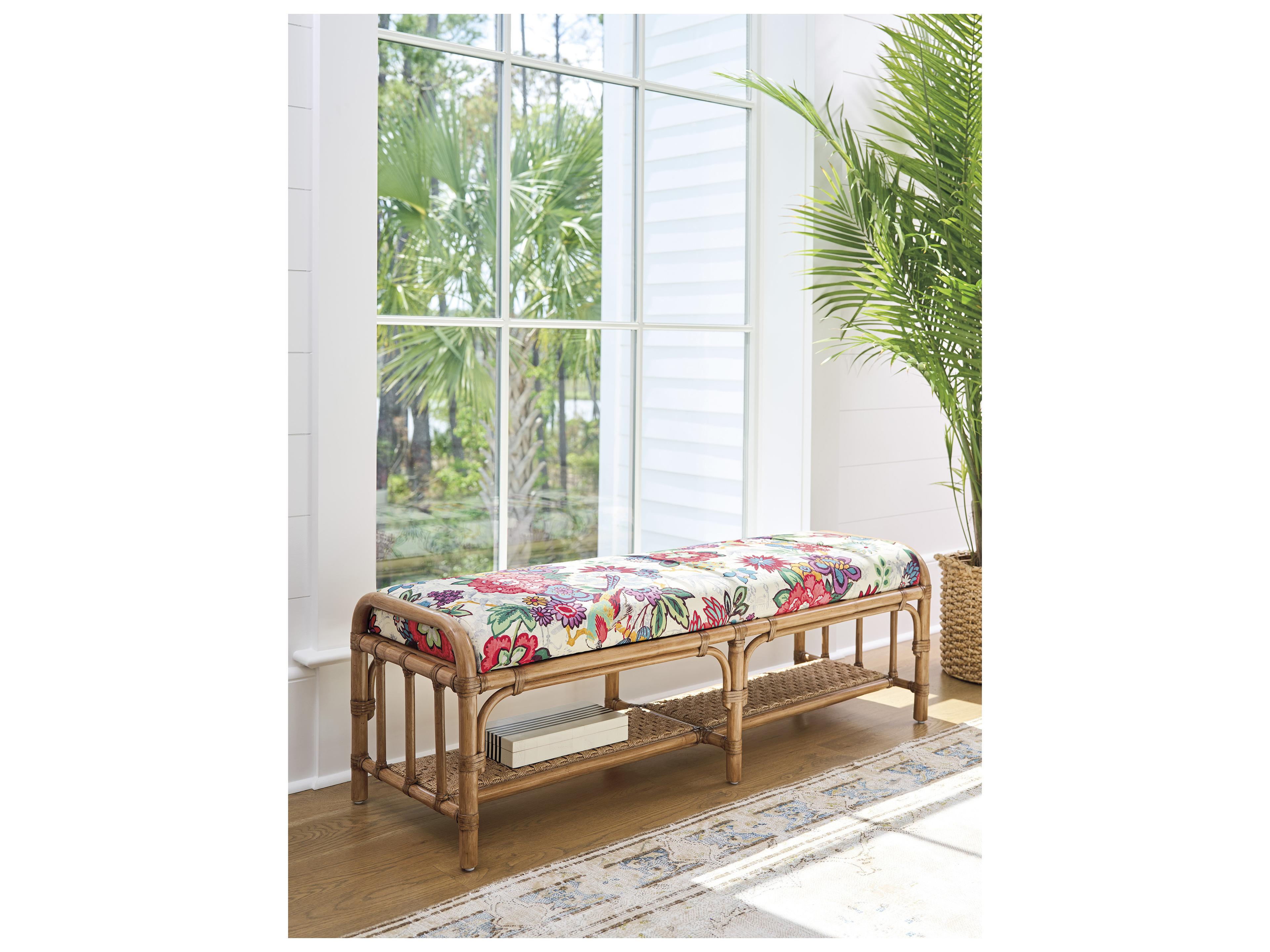 Tommy Bahama Key Biscayne Brown Upholstered Accent Bench