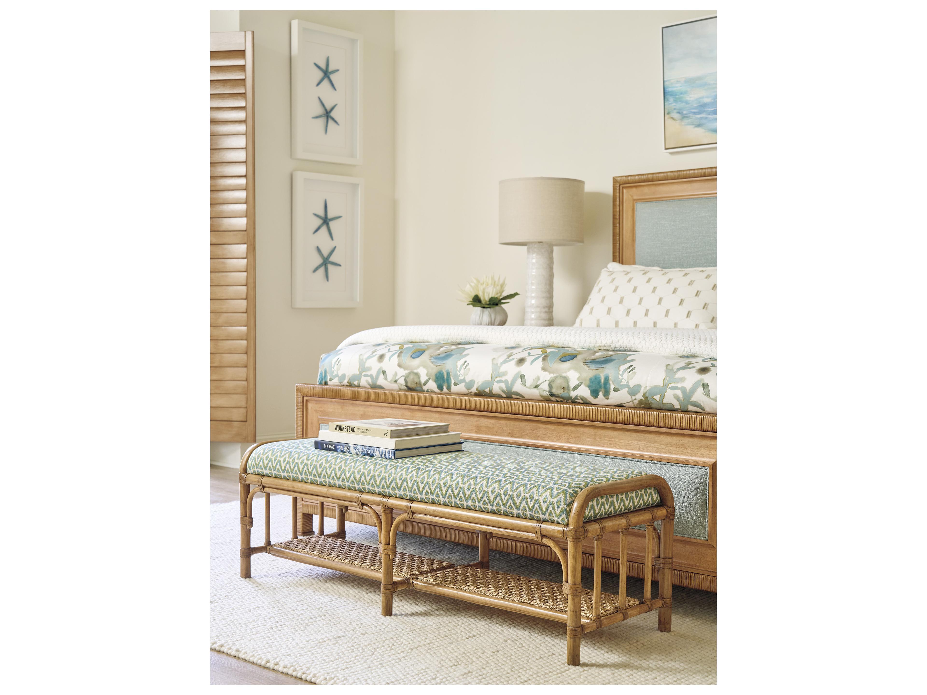 Tommy Bahama Key Biscayne Green Upholstered Accent Bench