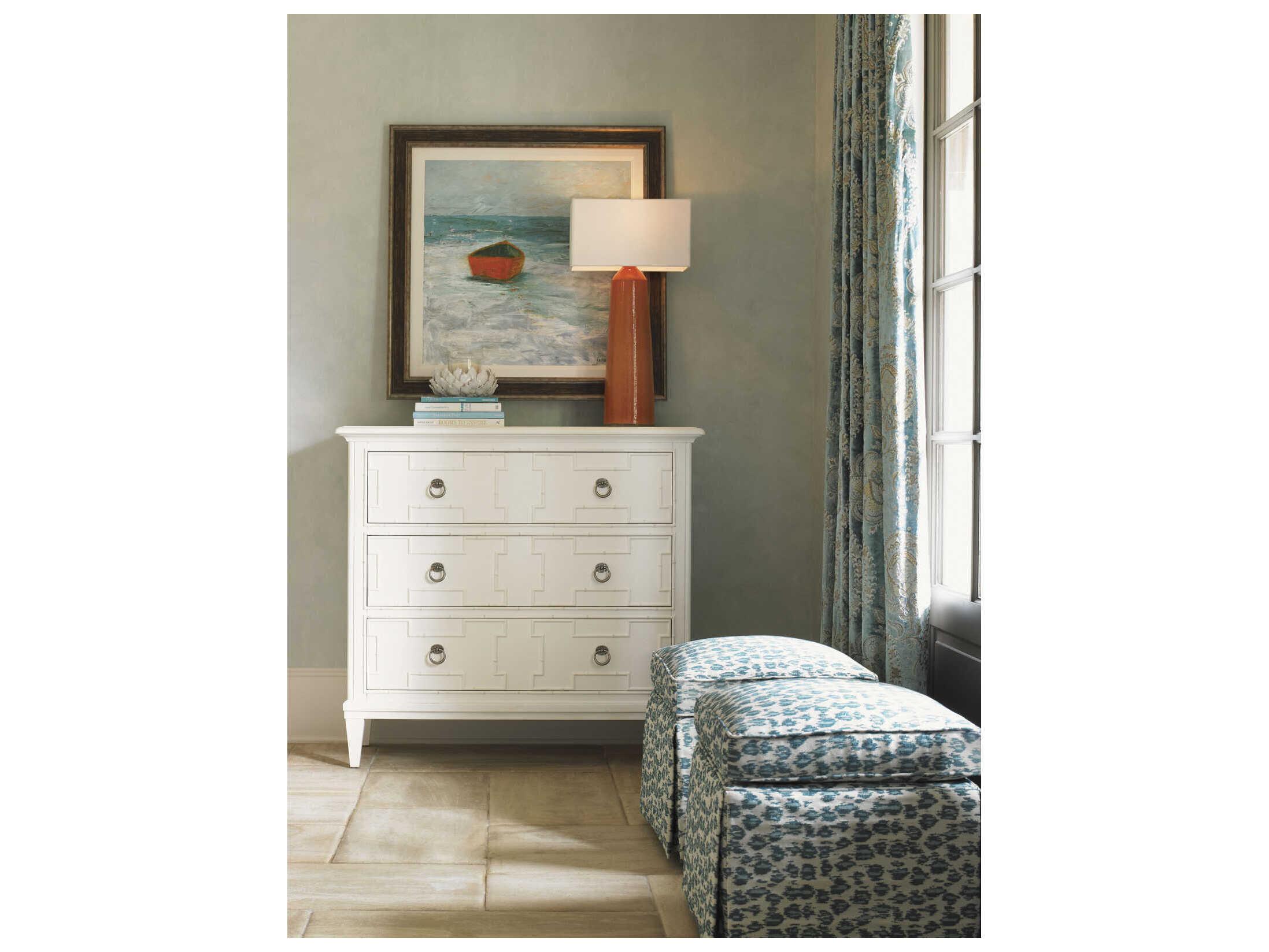 Tommy Bahama Ivory Key White Bamboo Wood Accent Chest