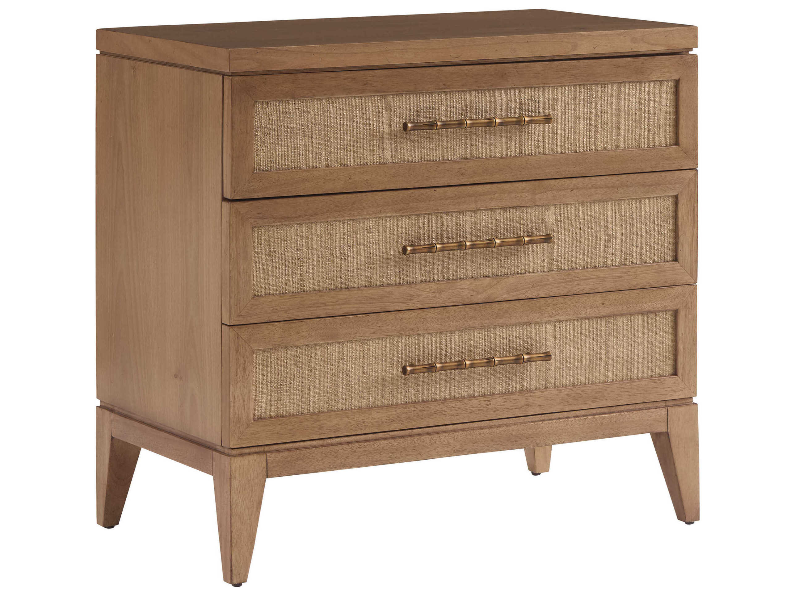 Tommy Bahama Key Biscayne 3-Drawers Brown Bamboo Wood Nightstand
