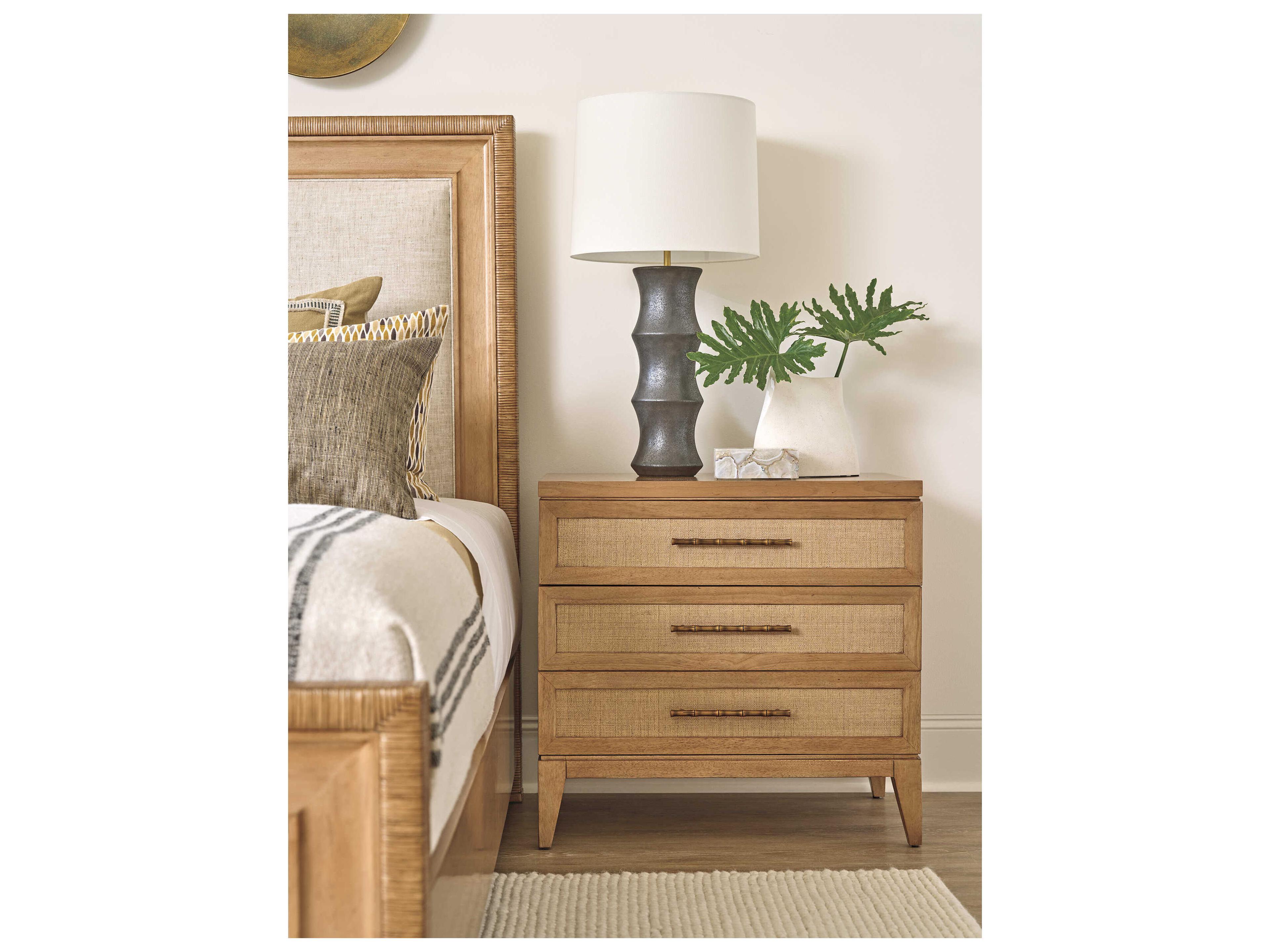 Tommy Bahama Key Biscayne 3-Drawers Brown Bamboo Wood Nightstand