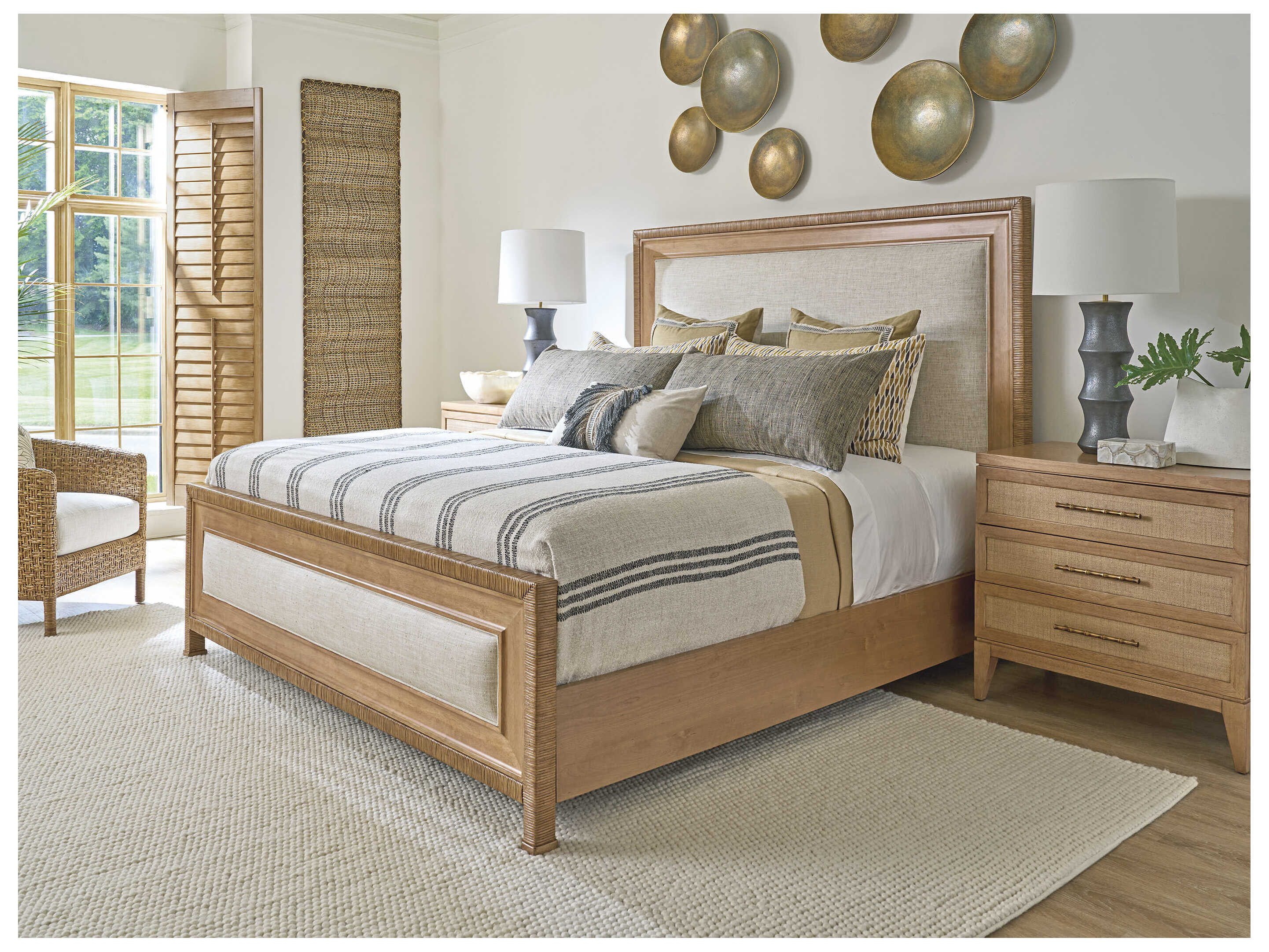 Tommy Bahama Key Biscayne 3-Drawers Brown Bamboo Wood Nightstand