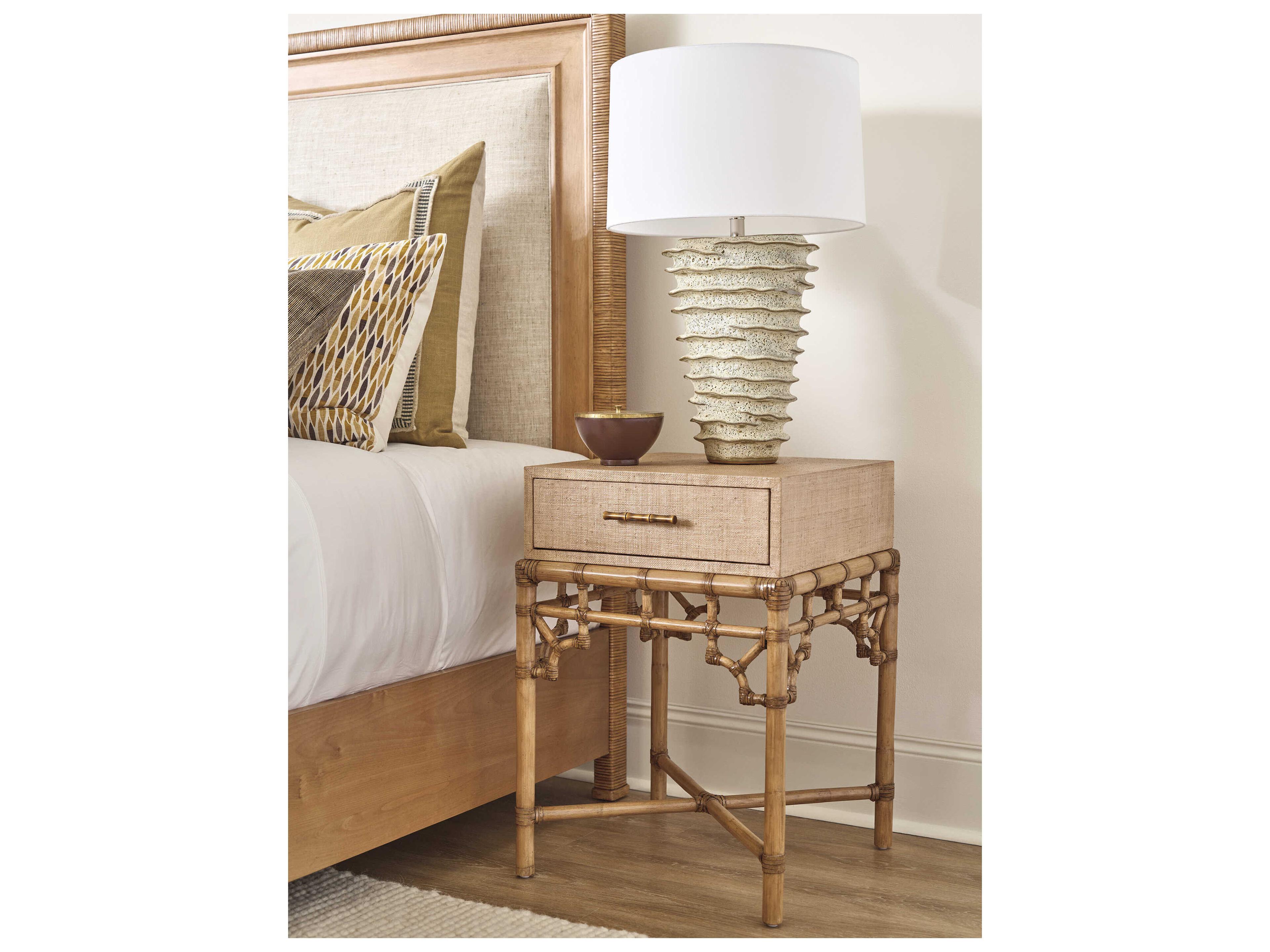 Tommy Bahama Key Biscayne 1-Drawer Brown Bamboo Wood Nightstand