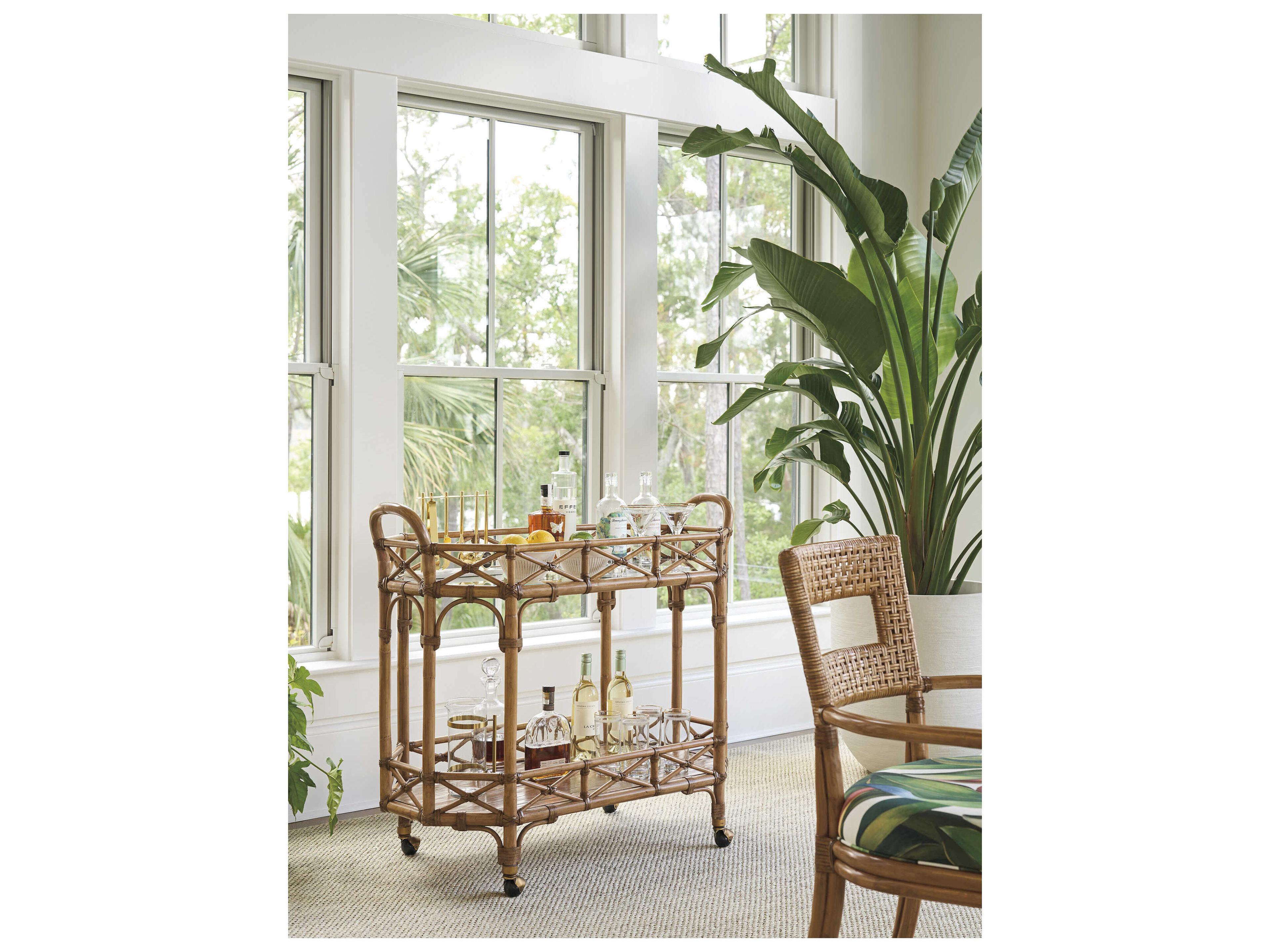 Tommy Bahama Key Biscayne Glass Brown Bar Cart