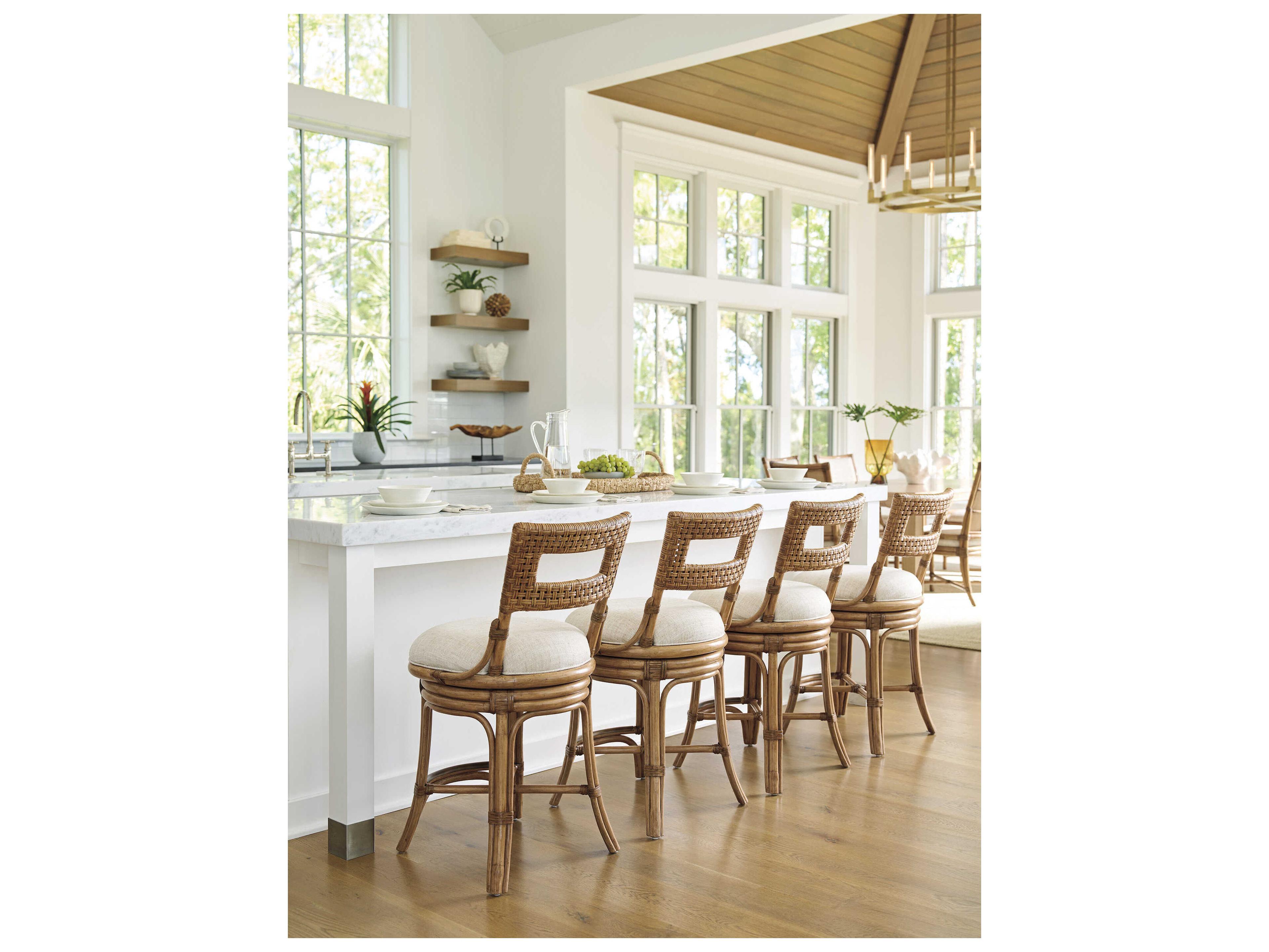 Tommy Bahama Key Biscayne Upholstered Rattan Counter Stool