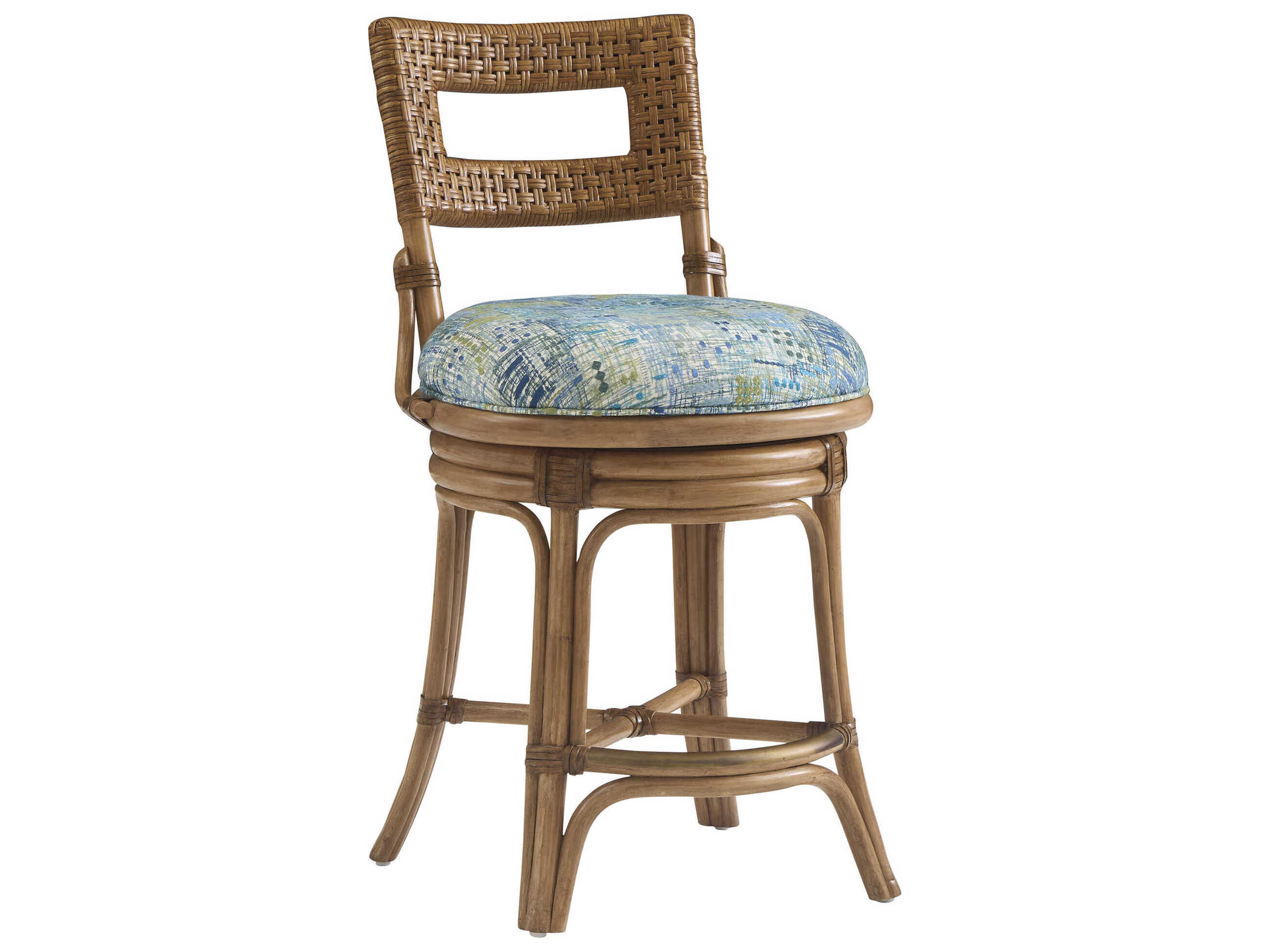 Tommy Bahama Key Biscayne Upholstered Rattan Counter Stool